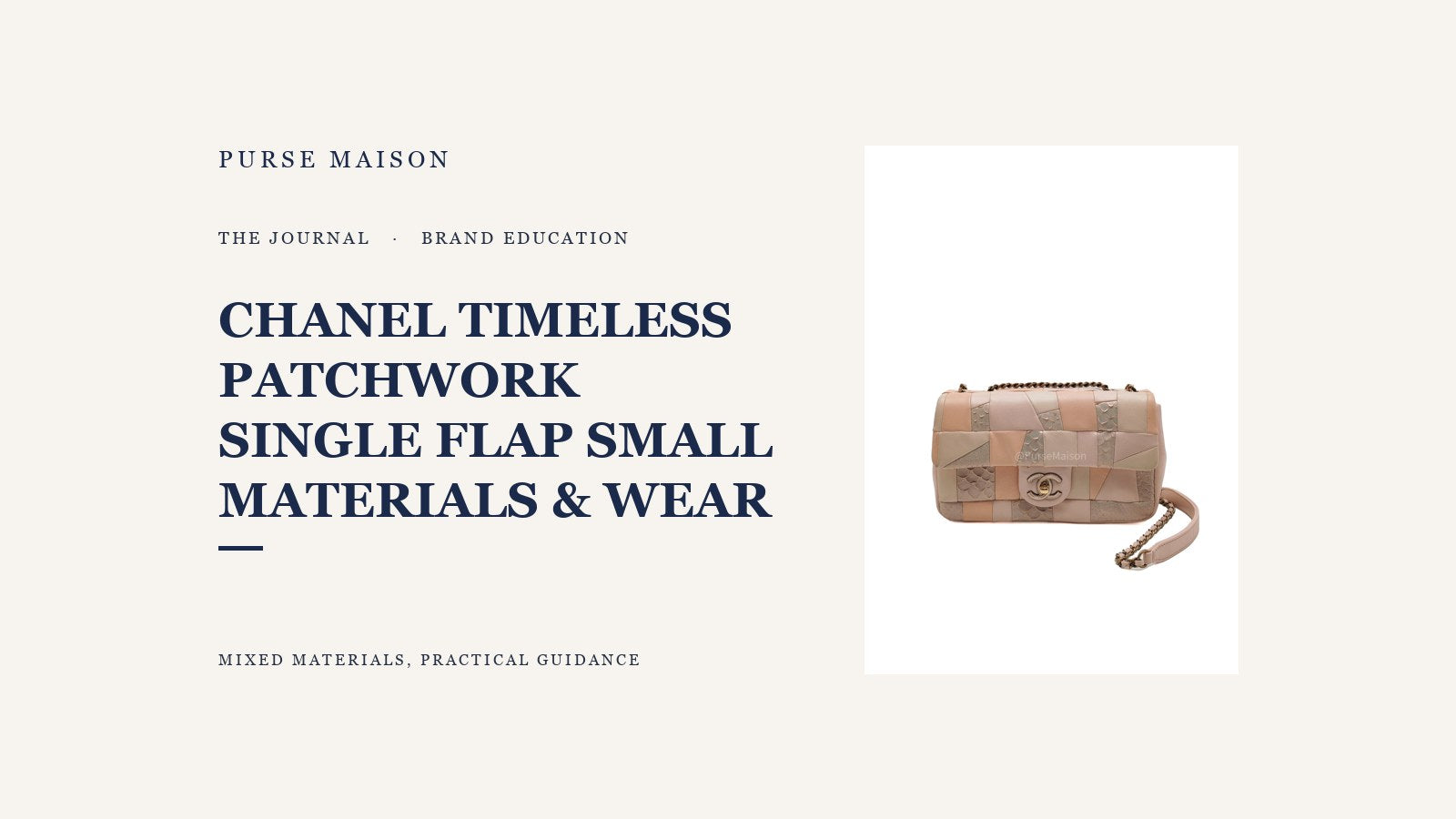 Purse Maison Journal cover featuring the Chanel Timeless Patchwork Single Flap Small in multicolor lambskin and python leather with aged gold hardware.