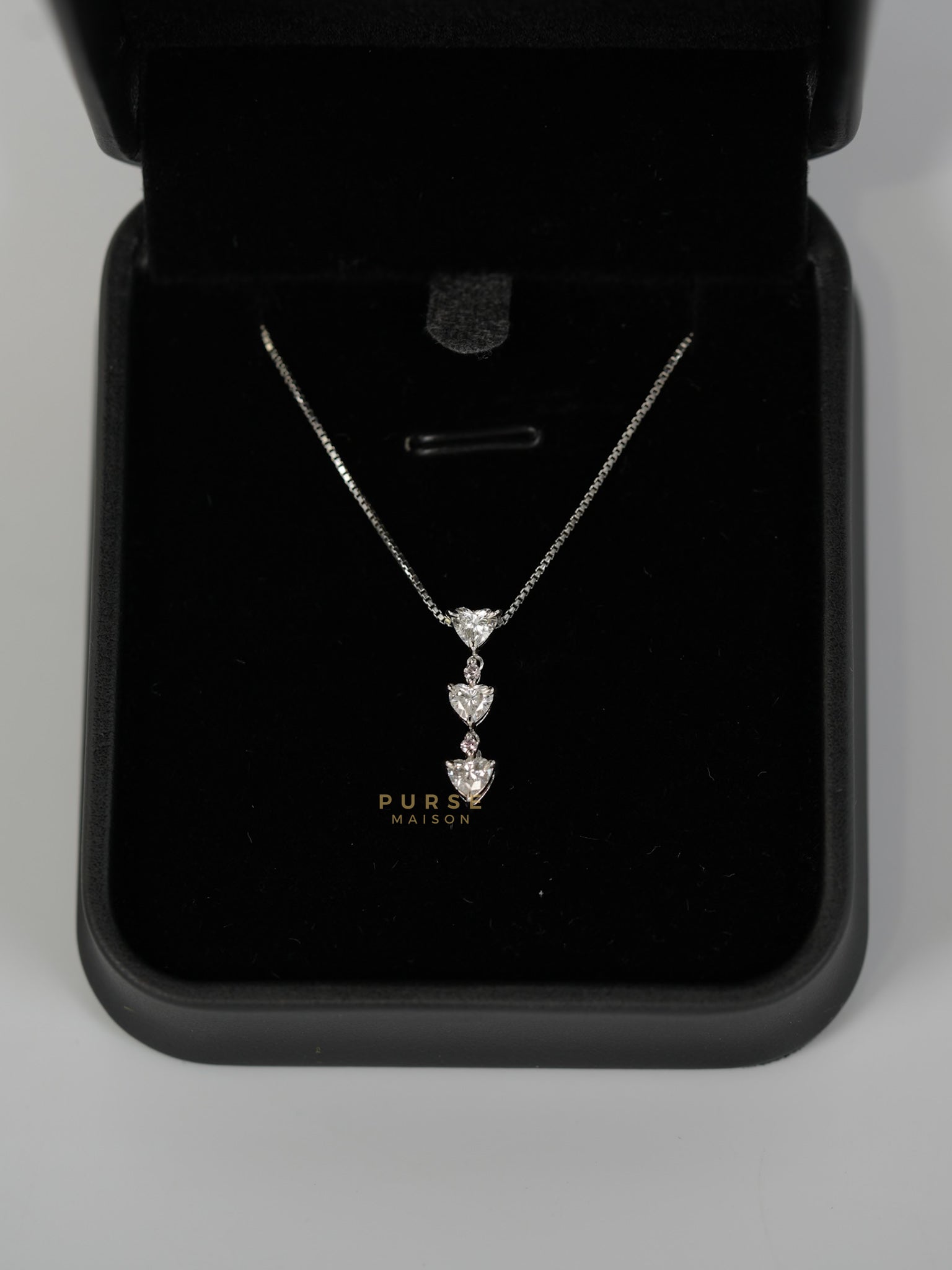 0.60 carat Natural Heart Diamonds 0.03 carat Pink Diamond Platinum Necklace 45cm | Purse Maison Luxury Bags Shop