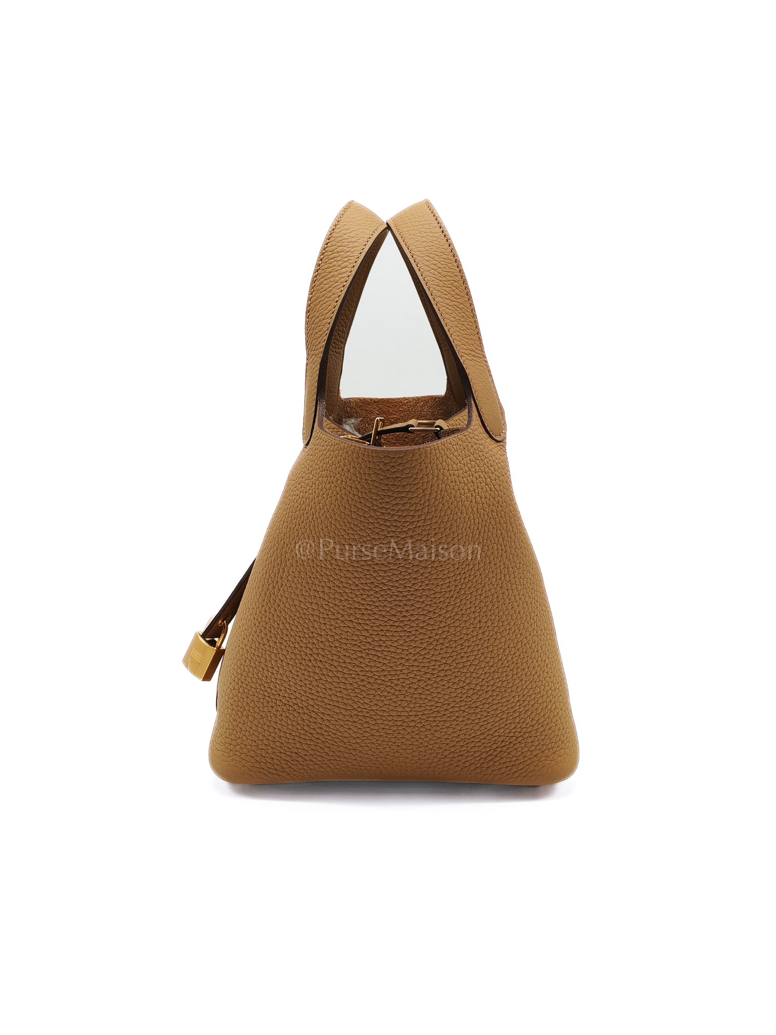 Picotin 18 in Biscuit Taurillon Clemence Leather and Gold Hardware Stamp B(2023)