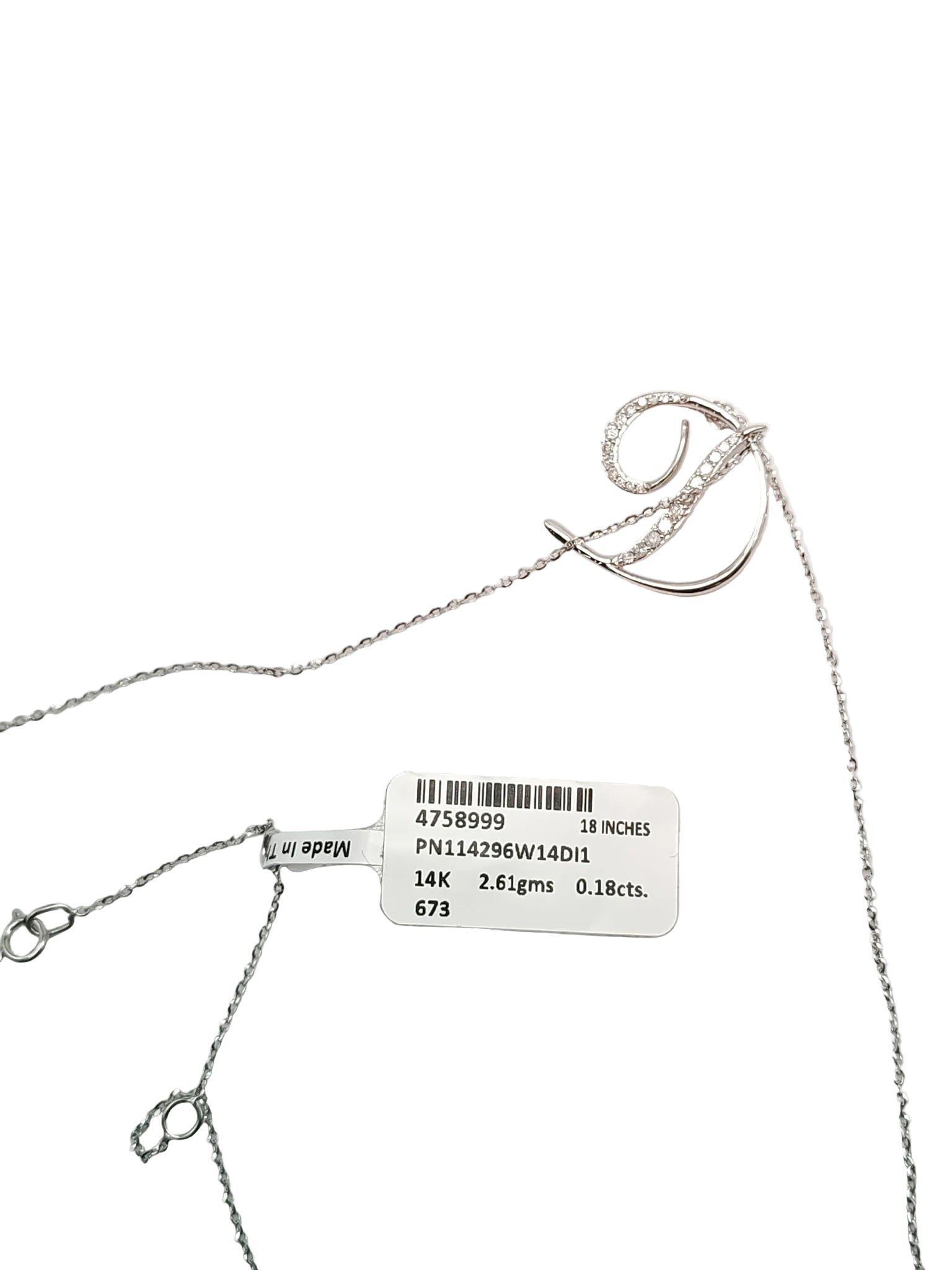 14k 2.61 gms 0.18cts Natural Diamond White Gold Necklace (18 inches) | Purse Maison Luxury Bags Shop