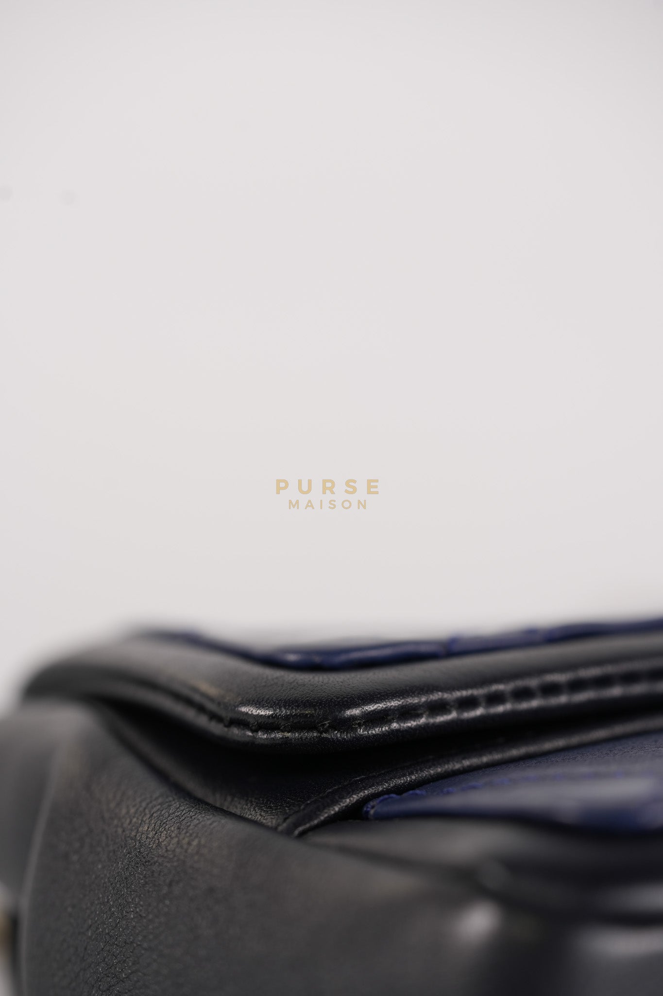 14P Mini Flap Graphic Logo Two-Tone Quilted Calfskin Leather in Gold Hardware Series 19 | Purse Maison Luxury Bags Shop