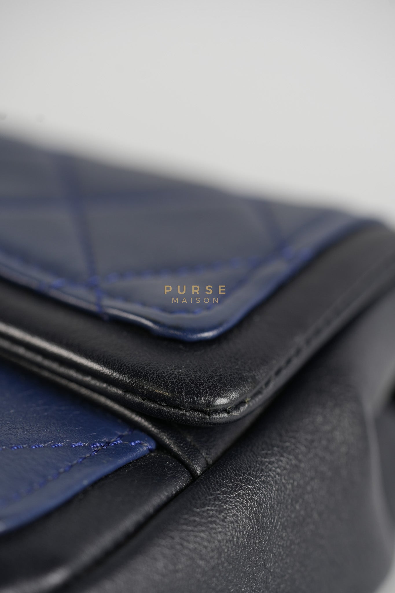 14P Mini Flap Graphic Logo Two-Tone Quilted Calfskin Leather in Gold Hardware Series 19 | Purse Maison Luxury Bags Shop