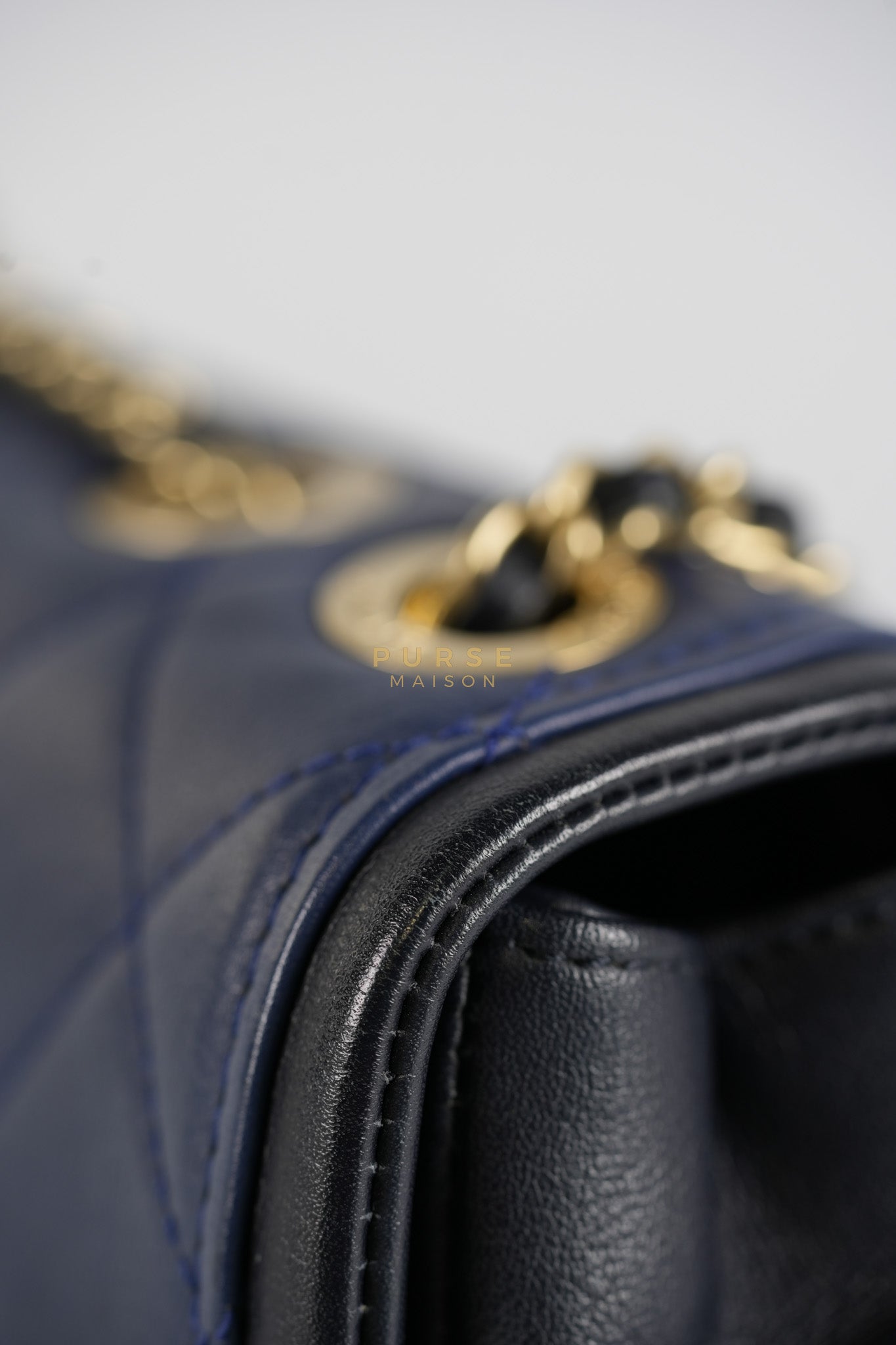 14P Mini Flap Graphic Logo Two-Tone Quilted Calfskin Leather in Gold Hardware Series 19 | Purse Maison Luxury Bags Shop