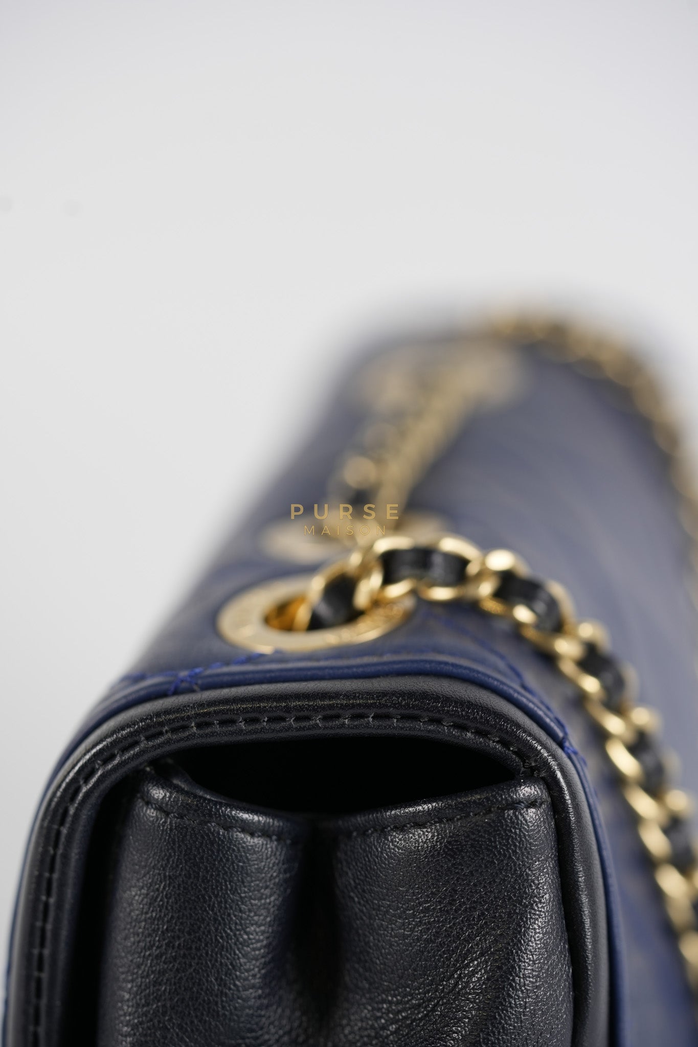 14P Mini Flap Graphic Logo Two-Tone Quilted Calfskin Leather in Gold Hardware Series 19 | Purse Maison Luxury Bags Shop