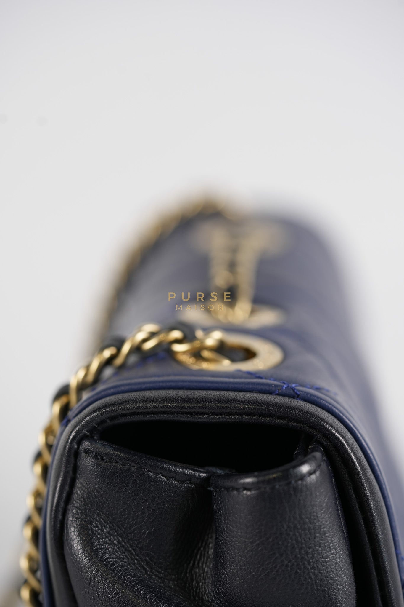 14P Mini Flap Graphic Logo Two-Tone Quilted Calfskin Leather in Gold Hardware Series 19 | Purse Maison Luxury Bags Shop