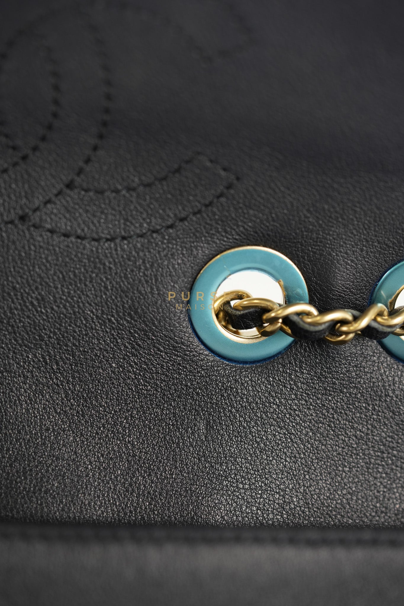 14P Mini Flap Graphic Logo Two-Tone Quilted Calfskin Leather in Gold Hardware Series 19 | Purse Maison Luxury Bags Shop