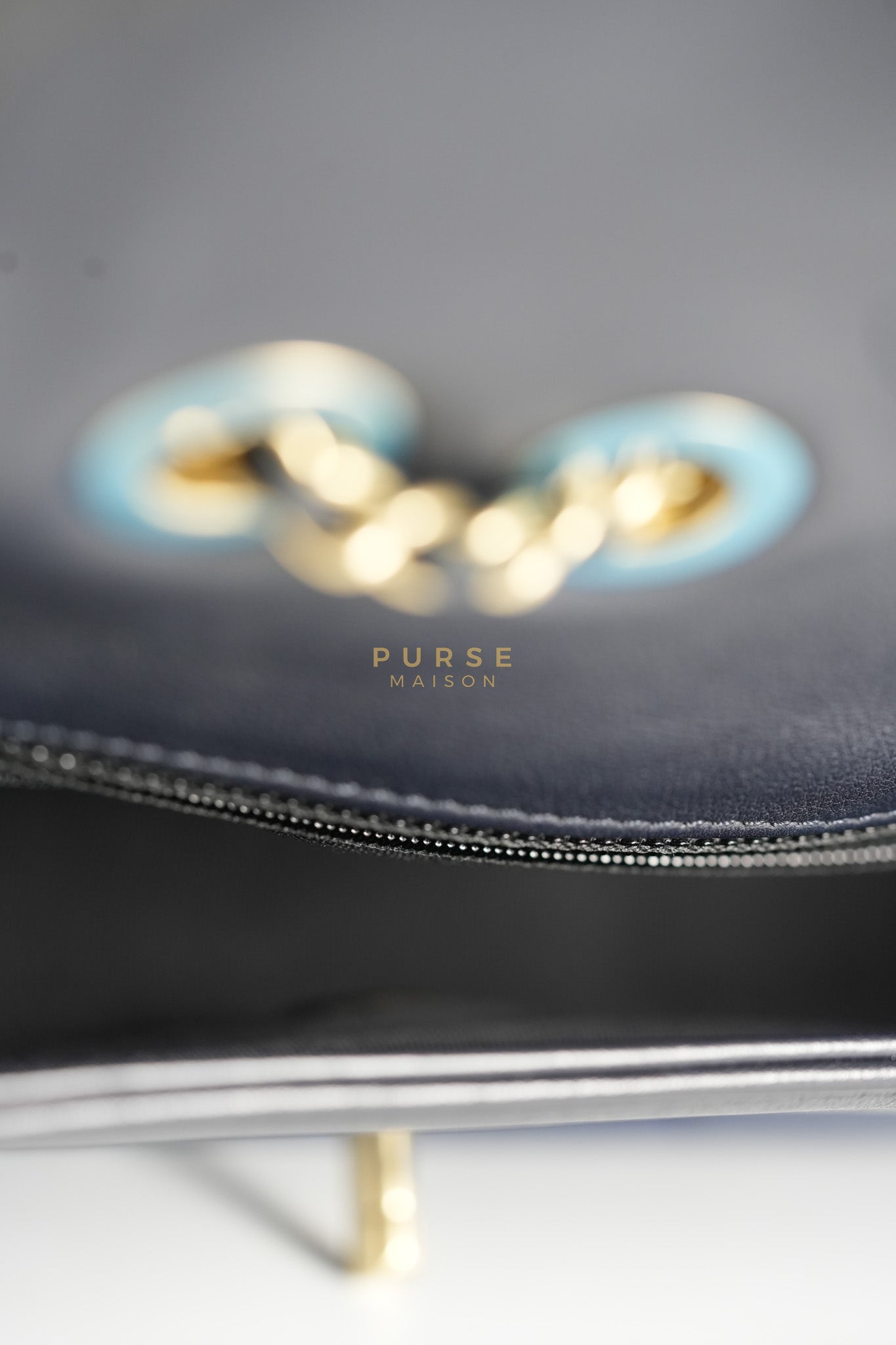 14P Mini Flap Graphic Logo Two-Tone Quilted Calfskin Leather in Gold Hardware Series 19 | Purse Maison Luxury Bags Shop