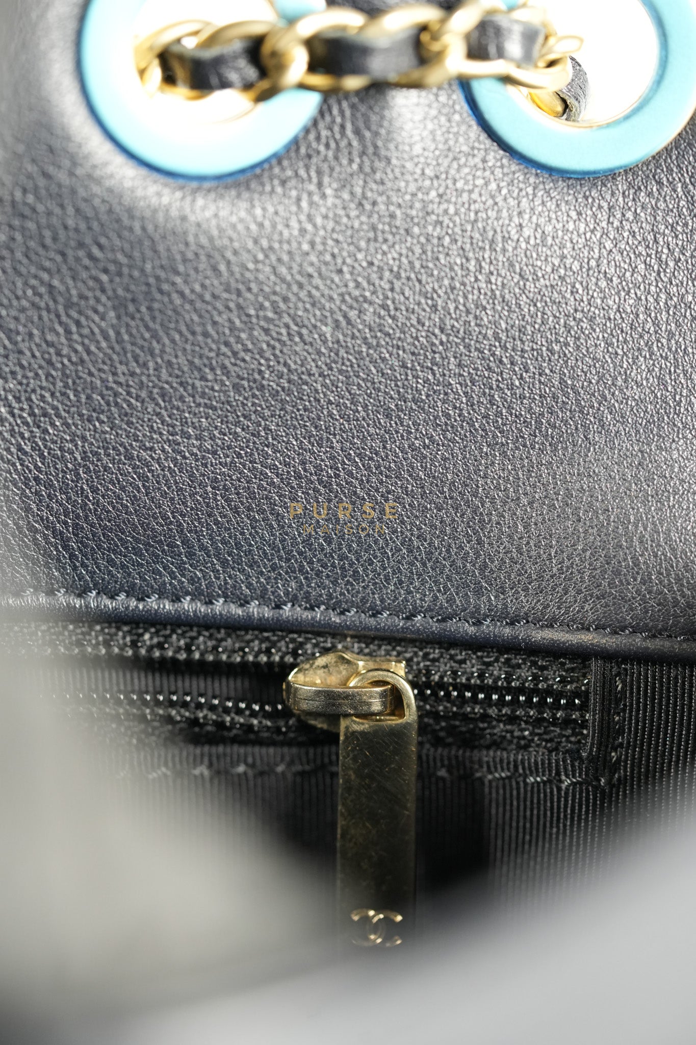 14P Mini Flap Graphic Logo Two-Tone Quilted Calfskin Leather in Gold Hardware Series 19 | Purse Maison Luxury Bags Shop