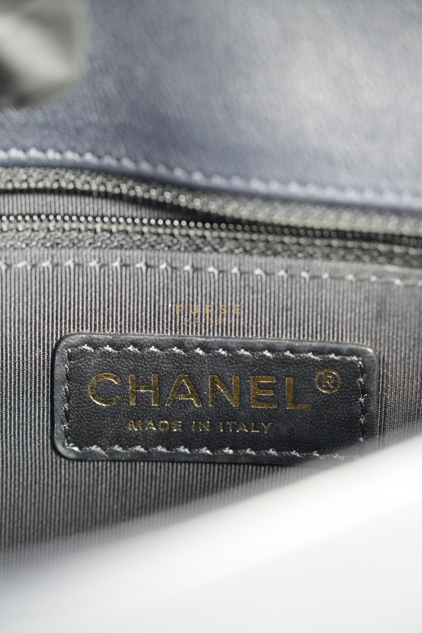 14P Mini Flap Graphic Logo Two-Tone Quilted Calfskin Leather in Gold Hardware Series 19 | Purse Maison Luxury Bags Shop