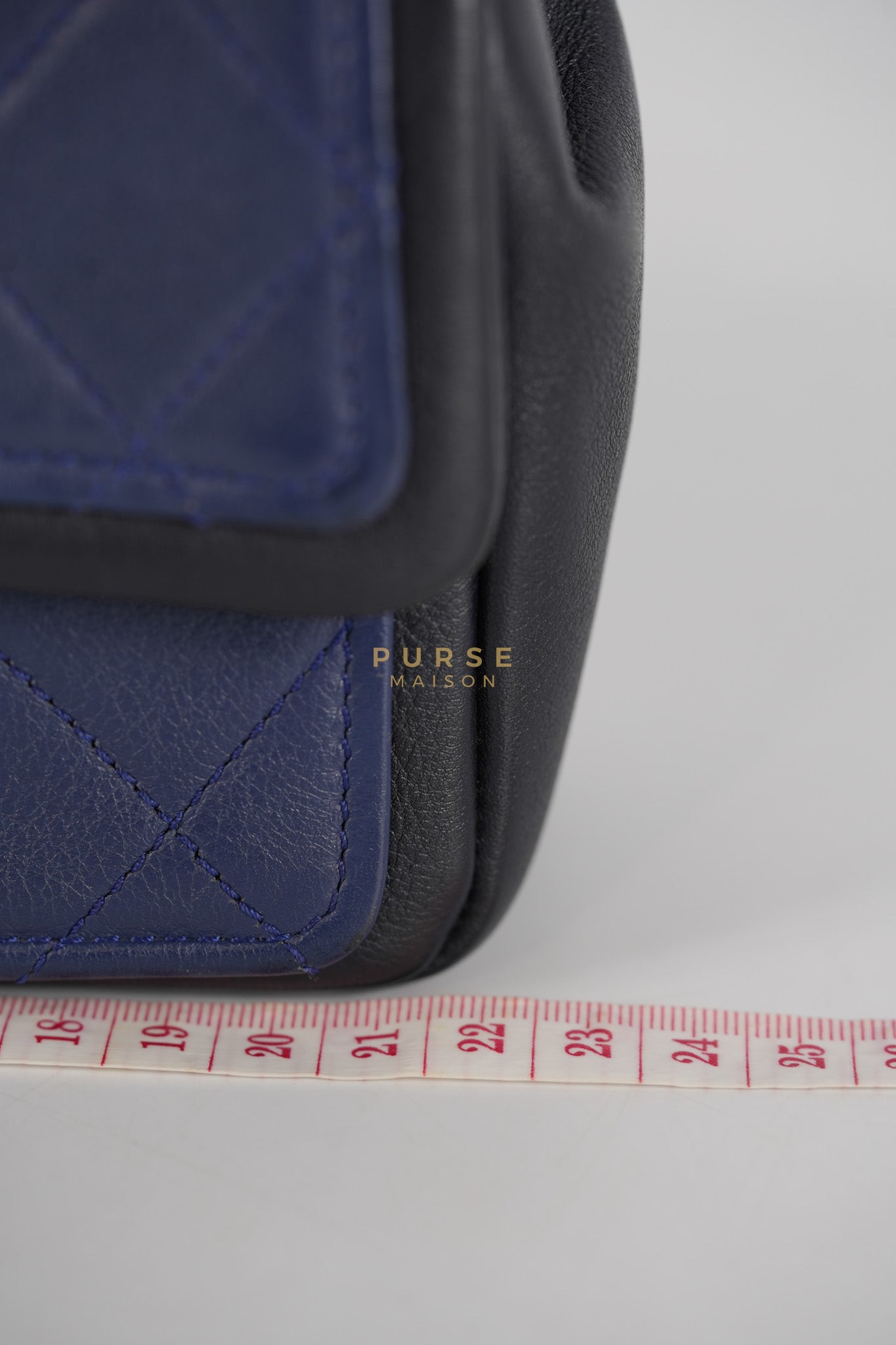 14P Mini Flap Graphic Logo Two-Tone Quilted Calfskin Leather in Gold Hardware Series 19 | Purse Maison Luxury Bags Shop