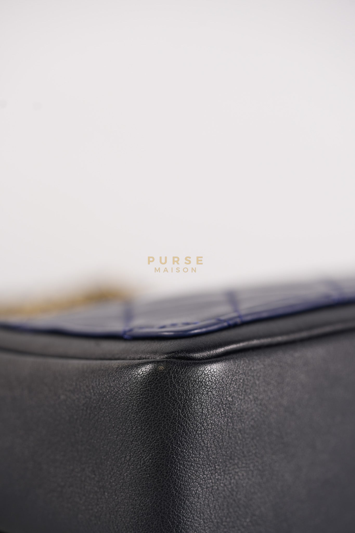 14P Mini Flap Graphic Logo Two-Tone Quilted Calfskin Leather in Gold Hardware Series 19 | Purse Maison Luxury Bags Shop