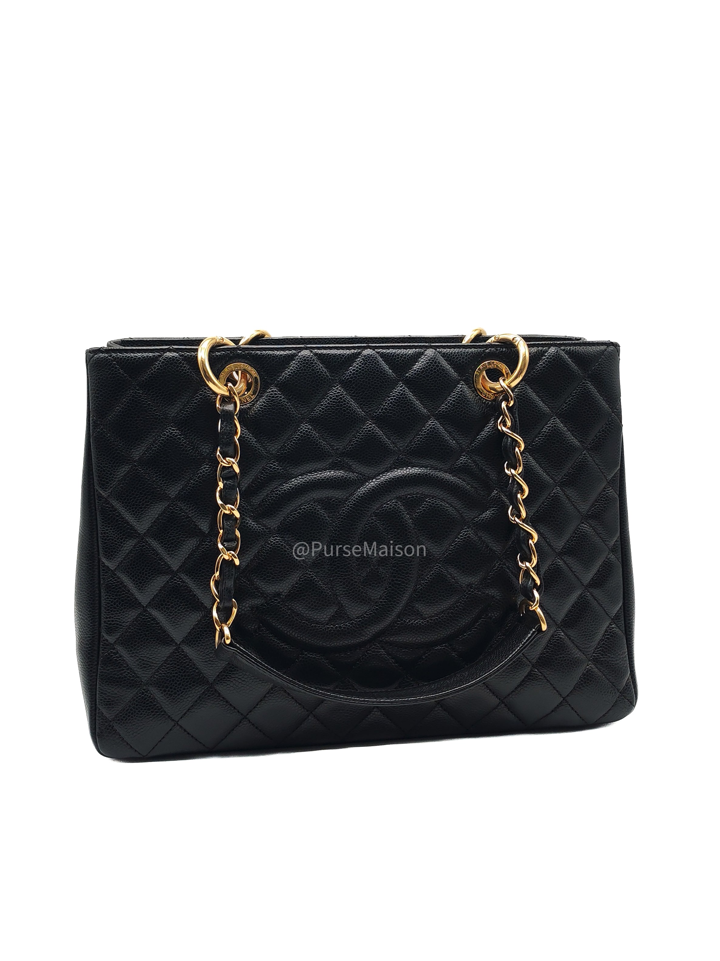 Chanel Grand Shopping Tote (GST) in Black Caviar Leather and Gold Hardware Series 15