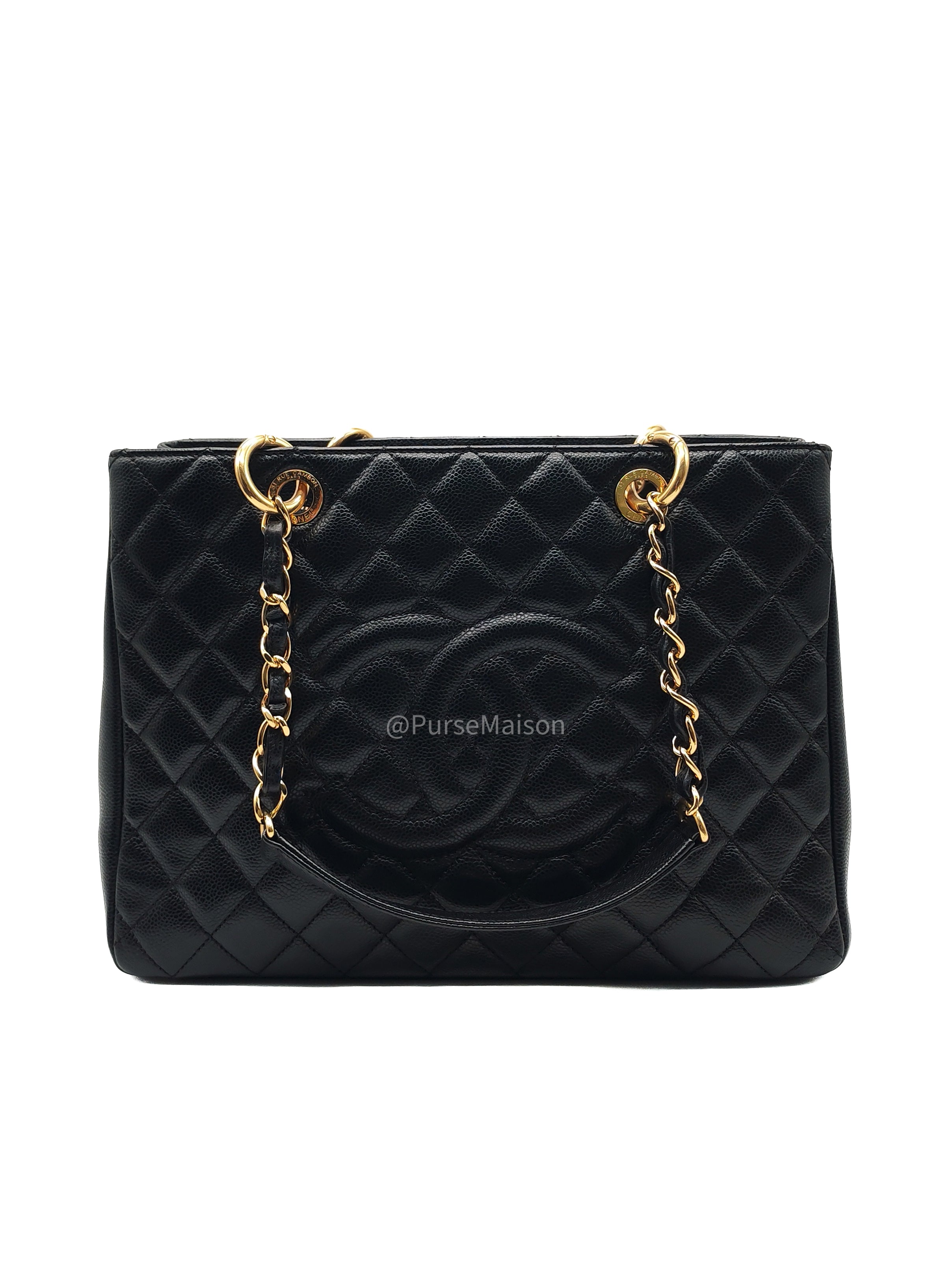 Chanel Grand Shopping Tote (GST) in Black Caviar Leather and Gold Hardware Series 15