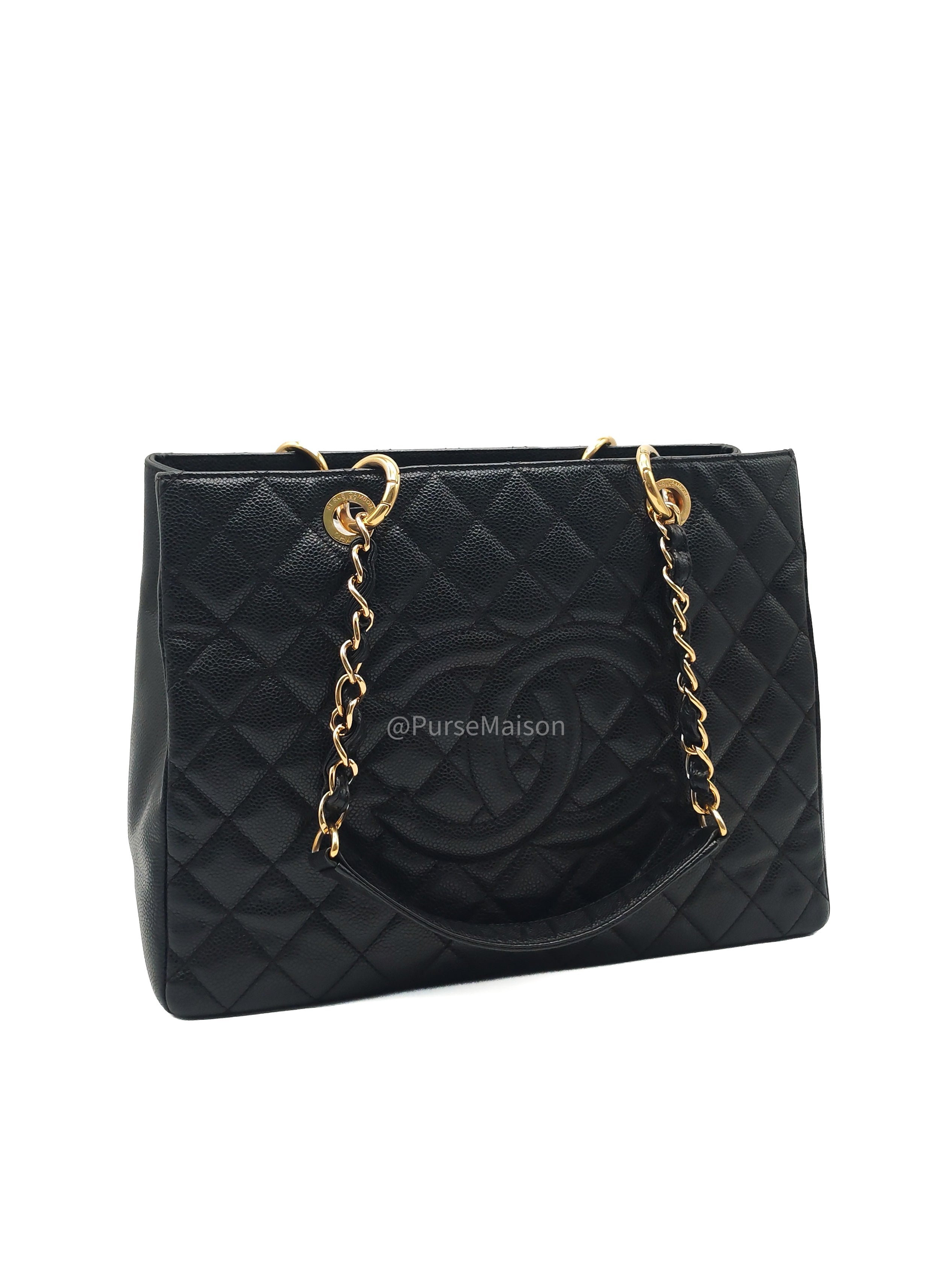 Chanel Grand Shopping Tote (GST) in Black Caviar Leather and Gold Hardware Series 15