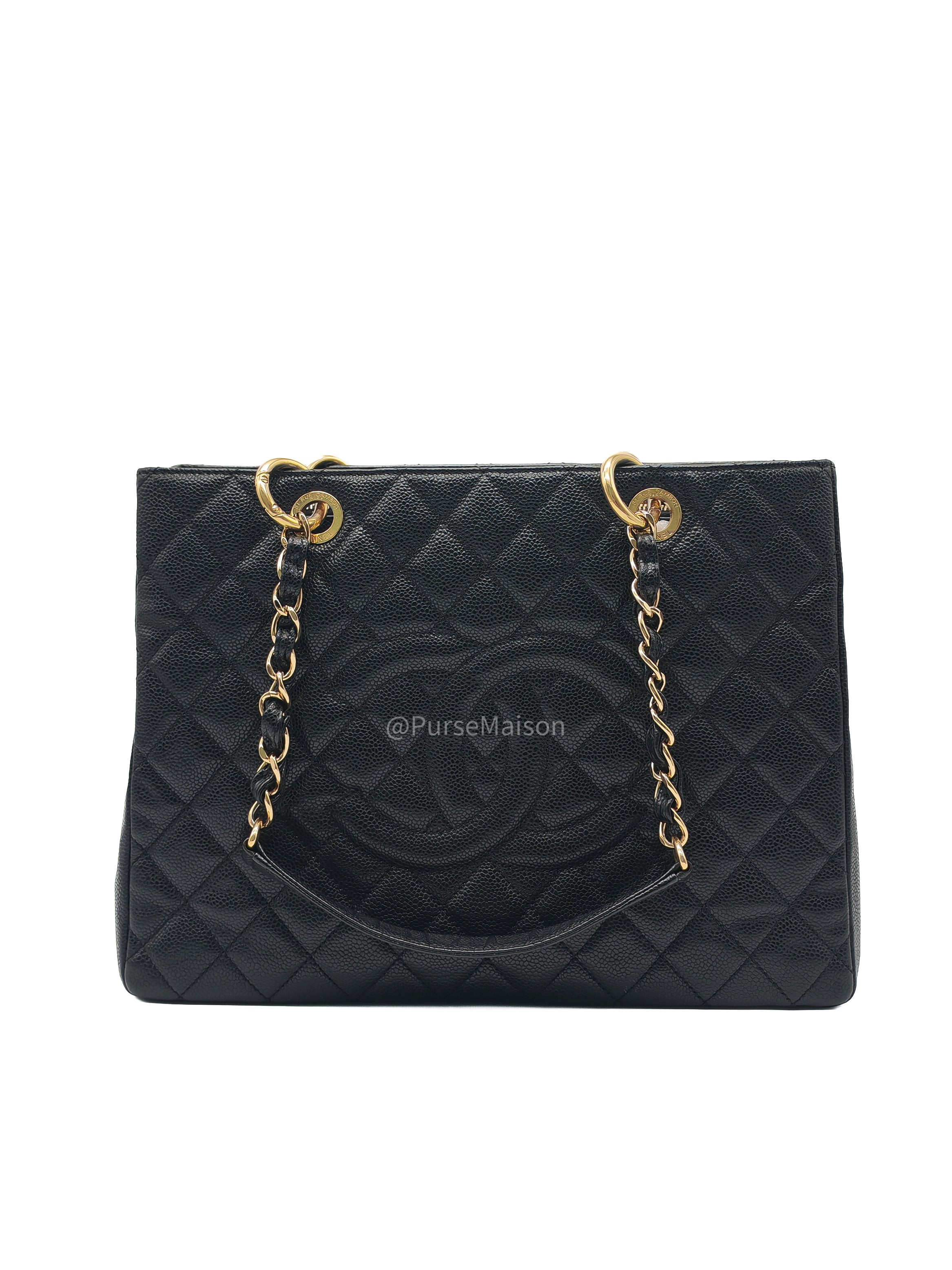 Chanel Grand Shopping Tote (GST) in Black Caviar Leather and Gold Hardware Series 15