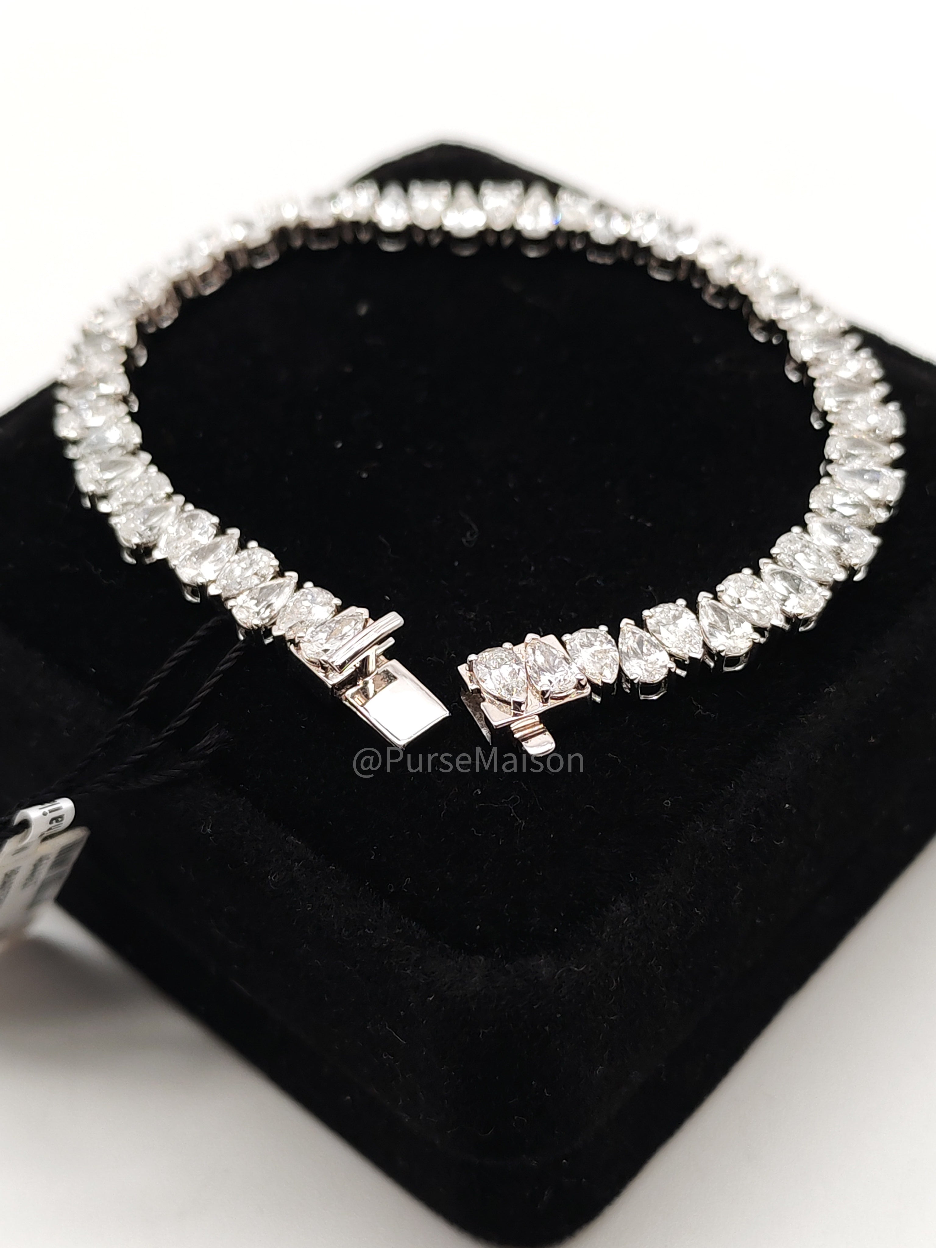 18k|12.8gms.|10.77cts.|VS1 to VVS1 (Clarity) E to H (Color) Natural Diamond White Gold Tennis Bracelet | Purse Maison Luxury Bags Shop