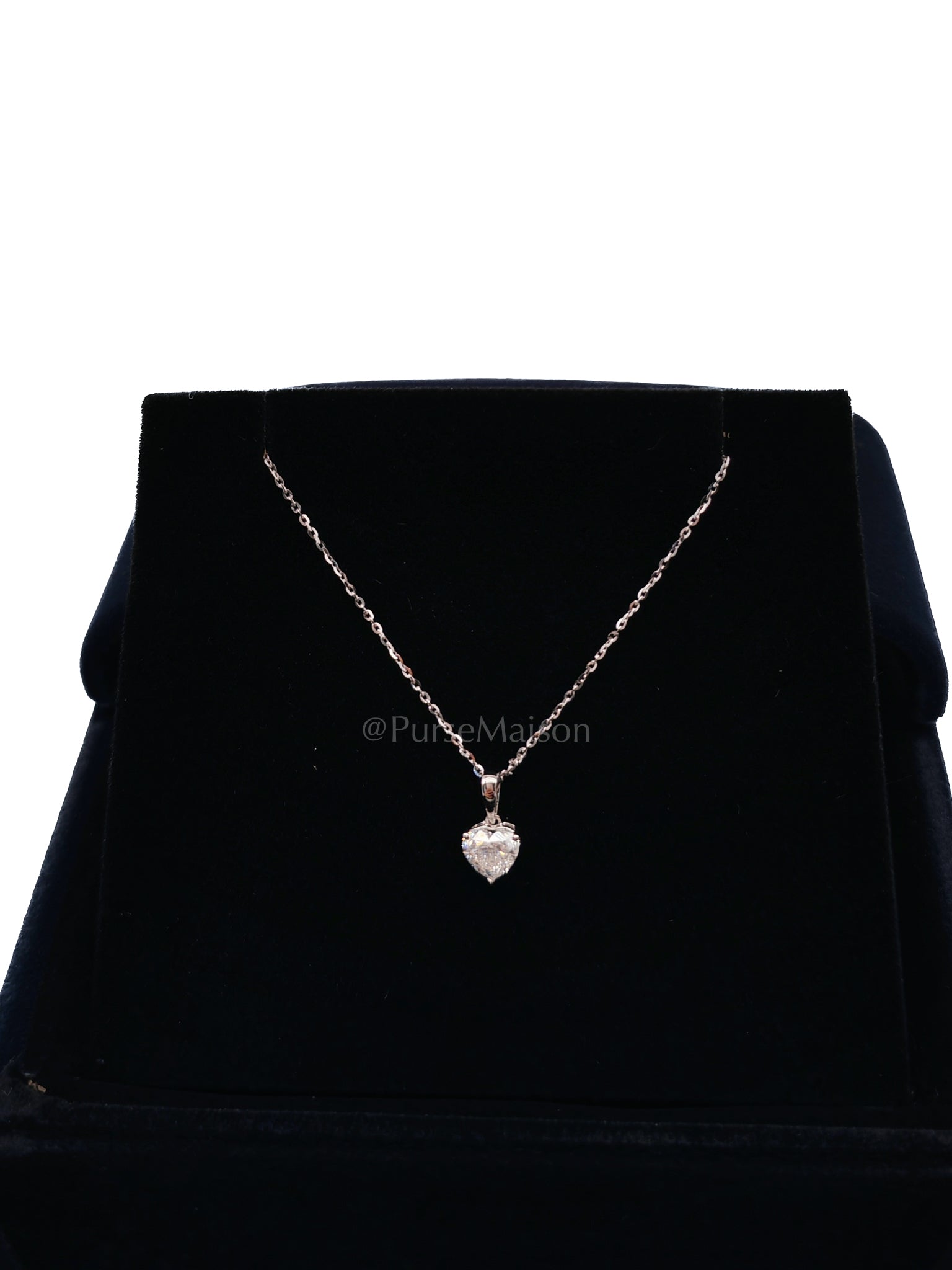 18k 1.41gms. 0.55cts. Natural Diamond White Gold Necklace (18 inches) | Purse Maison Luxury Bags Shop