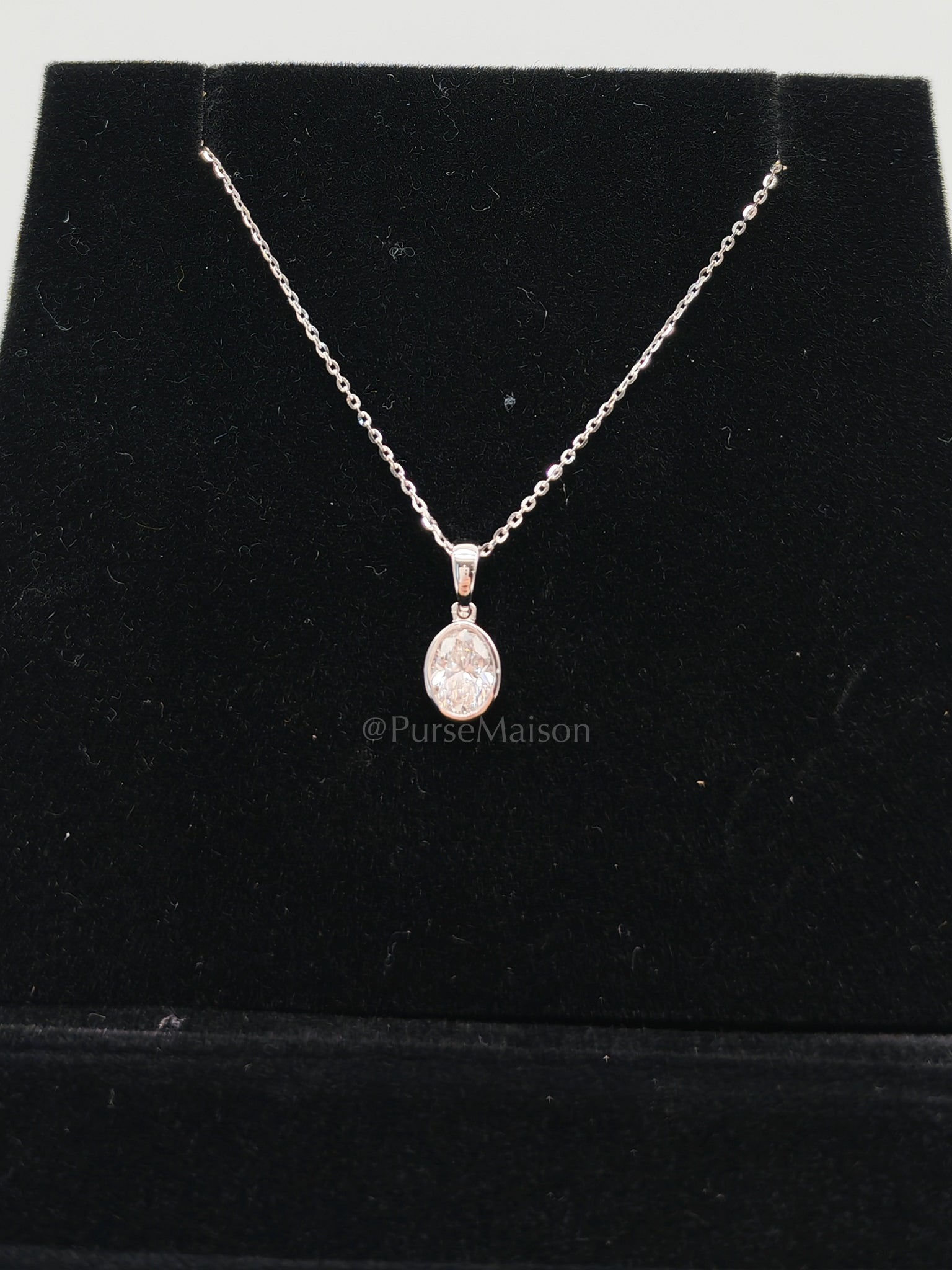 18k 1.55gms. 0.5cts. Natural Diamond White Gold Necklace (18 inches) | Purse Maison Luxury Bags Shop