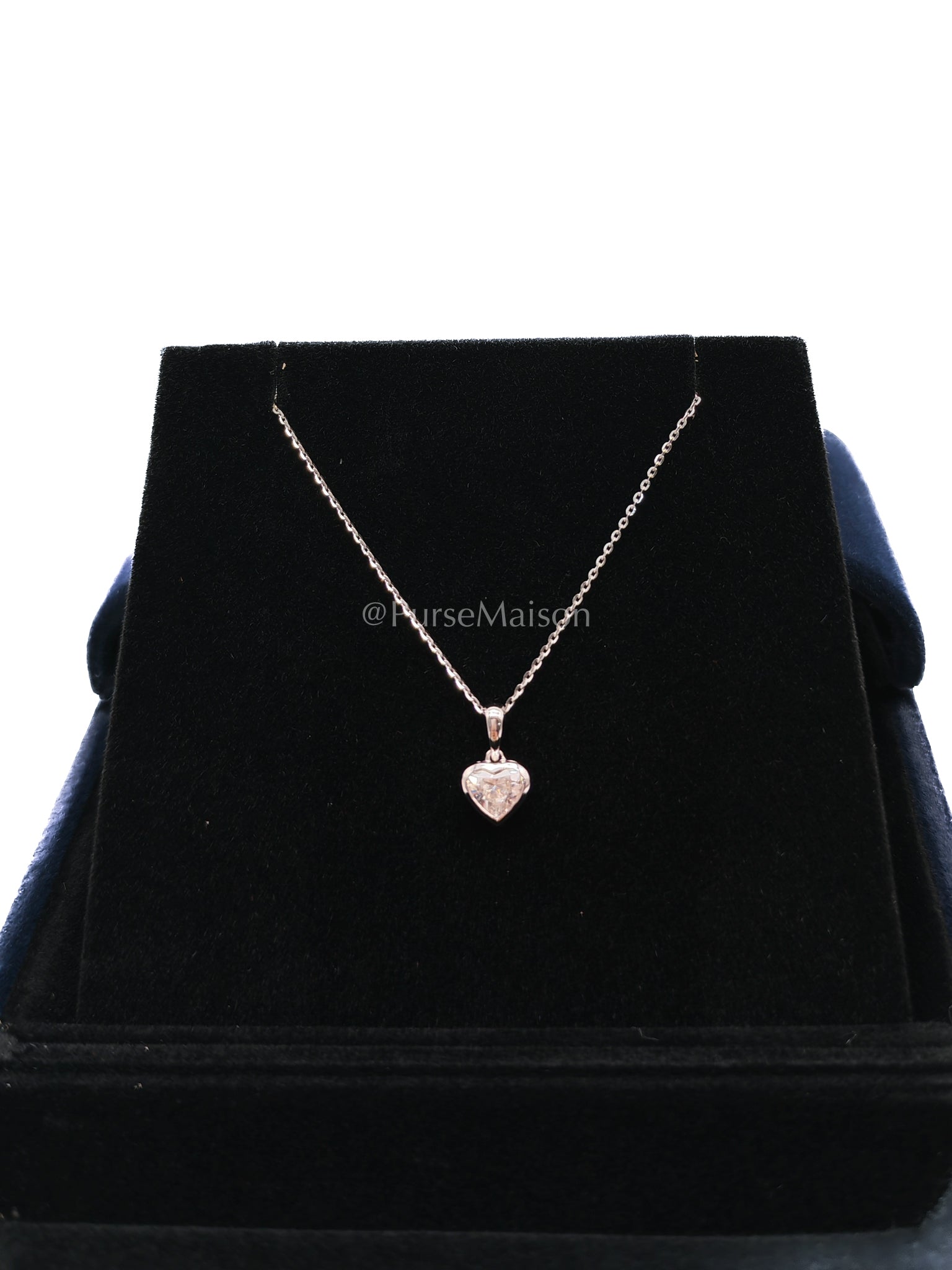 18k 1.56gms. 0.51cts. Natural Diamond White Gold Necklace (18 inches) | Purse Maison Luxury Bags Shop