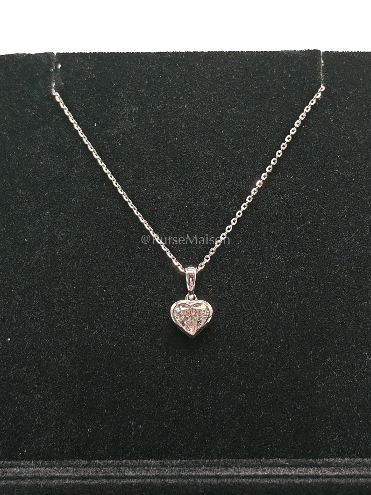 18k 1.56gms. 0.51cts. Natural Diamond White Gold Necklace (18 inches) | Purse Maison Luxury Bags Shop