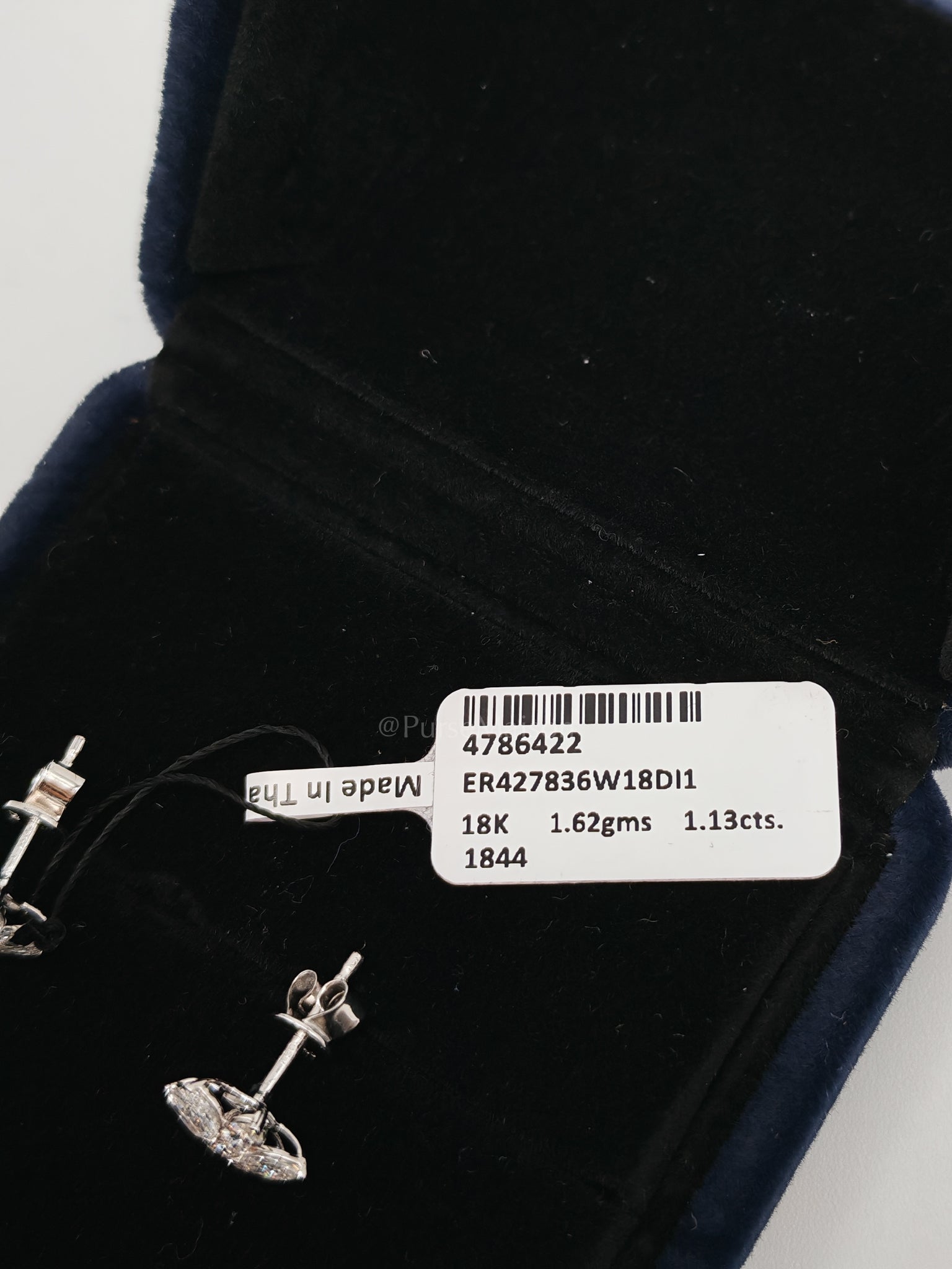 18k 1.62gms 1.13cts VS1 to VVS1 (Clarity) E to H (Color) Natural Diamond White Gold Earrings | Purse Maison Luxury Bags Shop