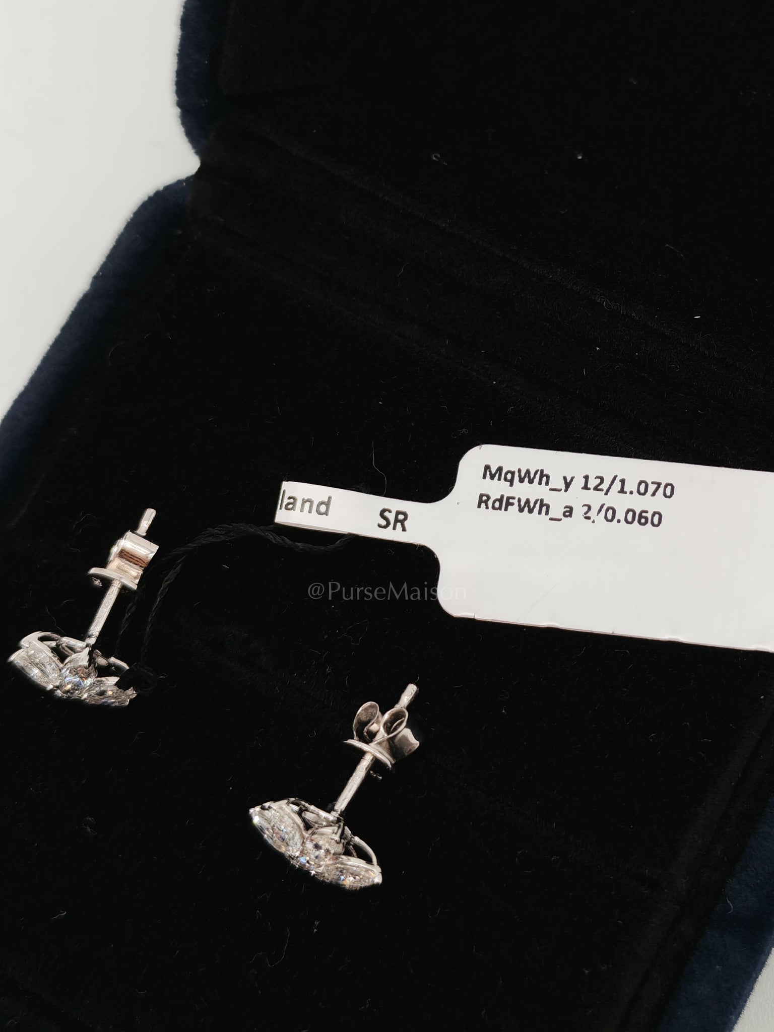 18k 1.62gms 1.13cts VS1 to VVS1 (Clarity) E to H (Color) Natural Diamond White Gold Earrings | Purse Maison Luxury Bags Shop