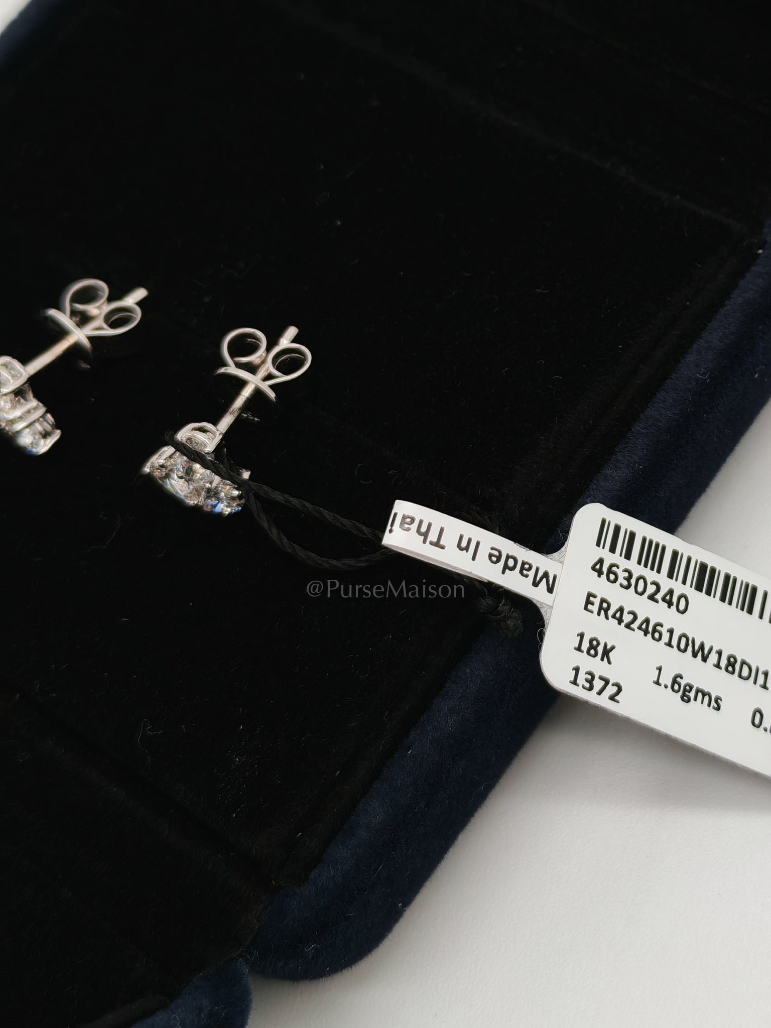 18k 1.6gms 0.81cts VS1 to VVS1 (Clarity) E to H (Color) Natural Diamond White Gold Earrings | Purse Maison Luxury Bags Shop