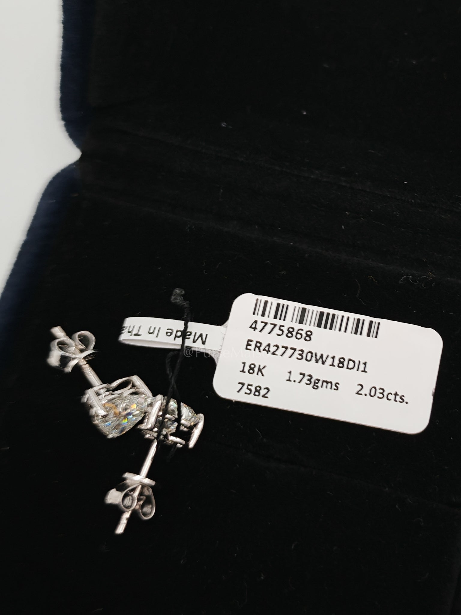 18k 1.73gms 2.03cts VS1 to VVS1 (Clarity) E to H (Color) Natural Diamond White Gold Earrings | Purse Maison Luxury Bags Shop
