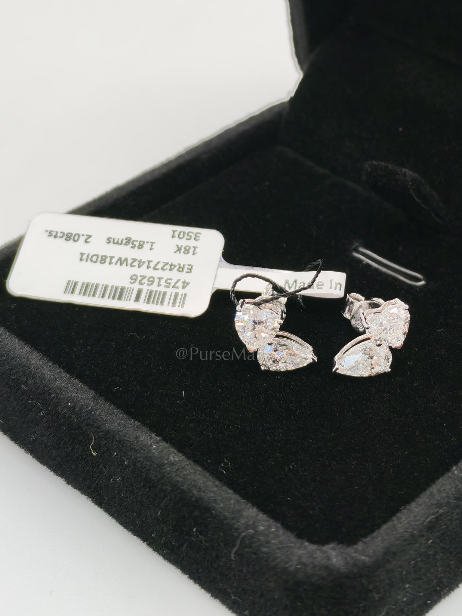 18k 1.85gms. 2.08cts. VS1 to VVS1 (Clarity) E to H (Color) Natural Diamond White Gold Earrings | Purse Maison Luxury Bags Shop