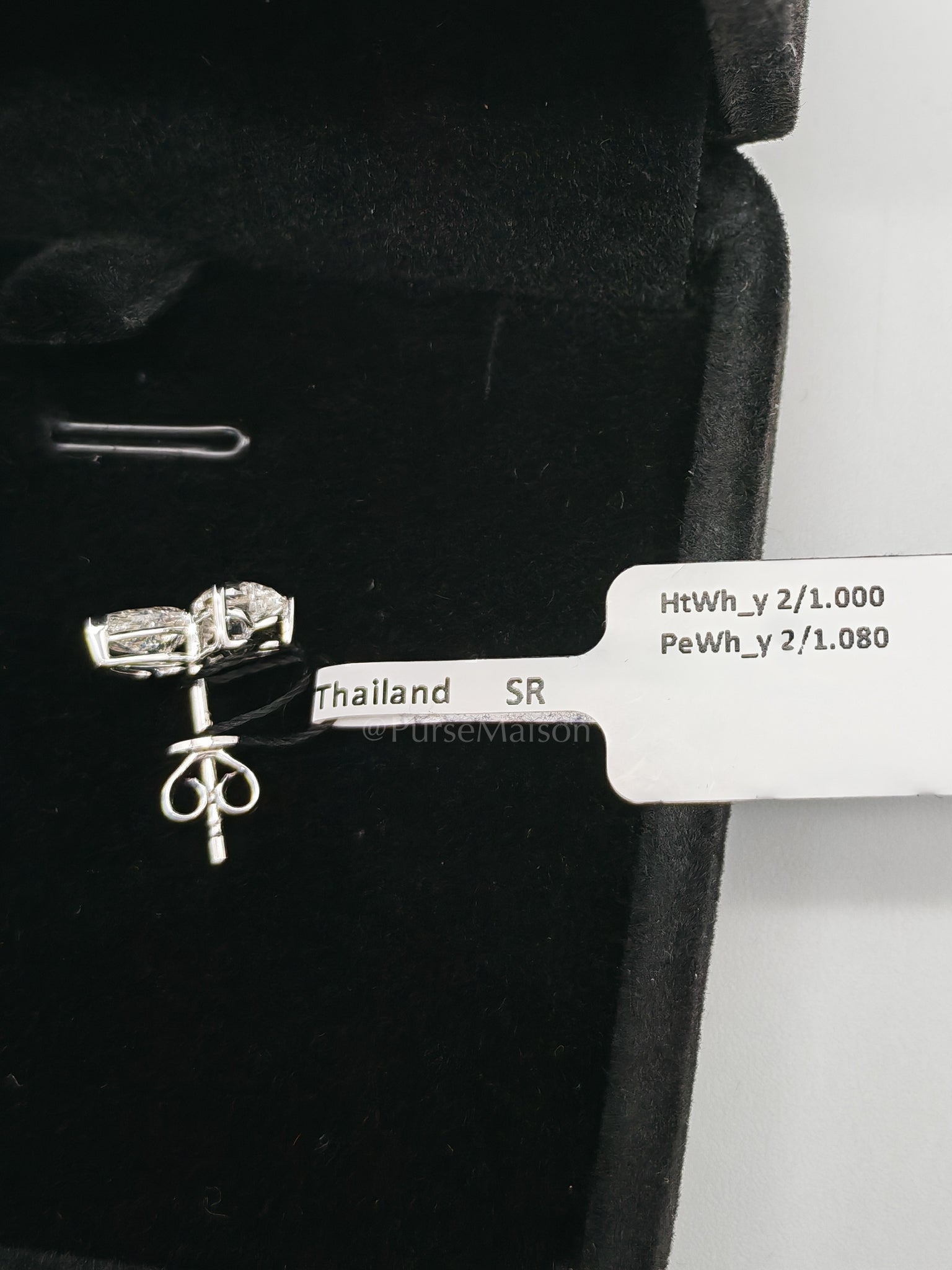 18k 1.85gms. 2.08cts. VS1 to VVS1 (Clarity) E to H (Color) Natural Diamond White Gold Earrings | Purse Maison Luxury Bags Shop