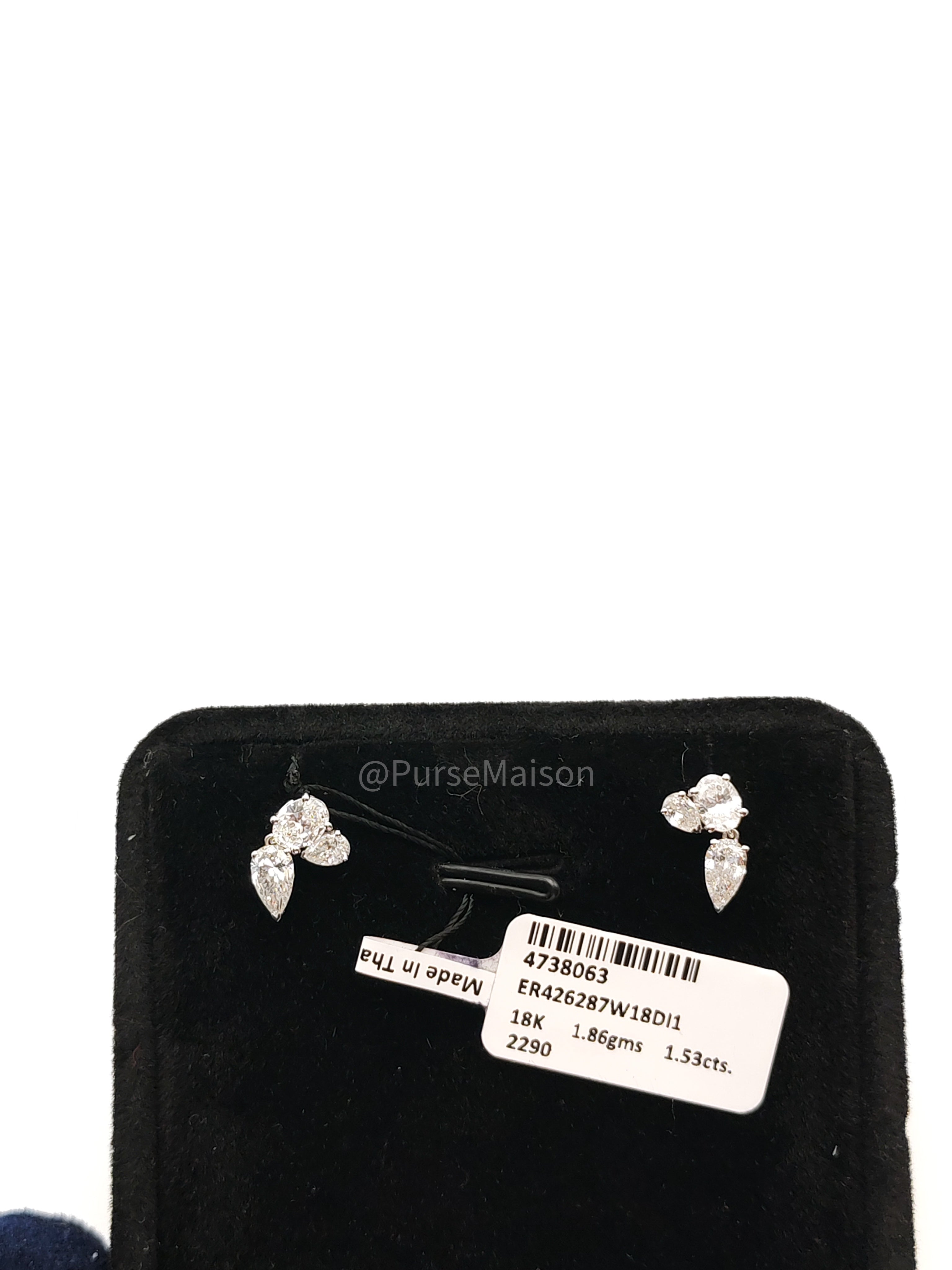 18k | 1.86gms. | 1.86gms | 1.53cts | VS1 to VVS1 (Clarity) E to H (Color) Natural Diamond White Gold Earrings | Purse Maison Luxury Bags Shop