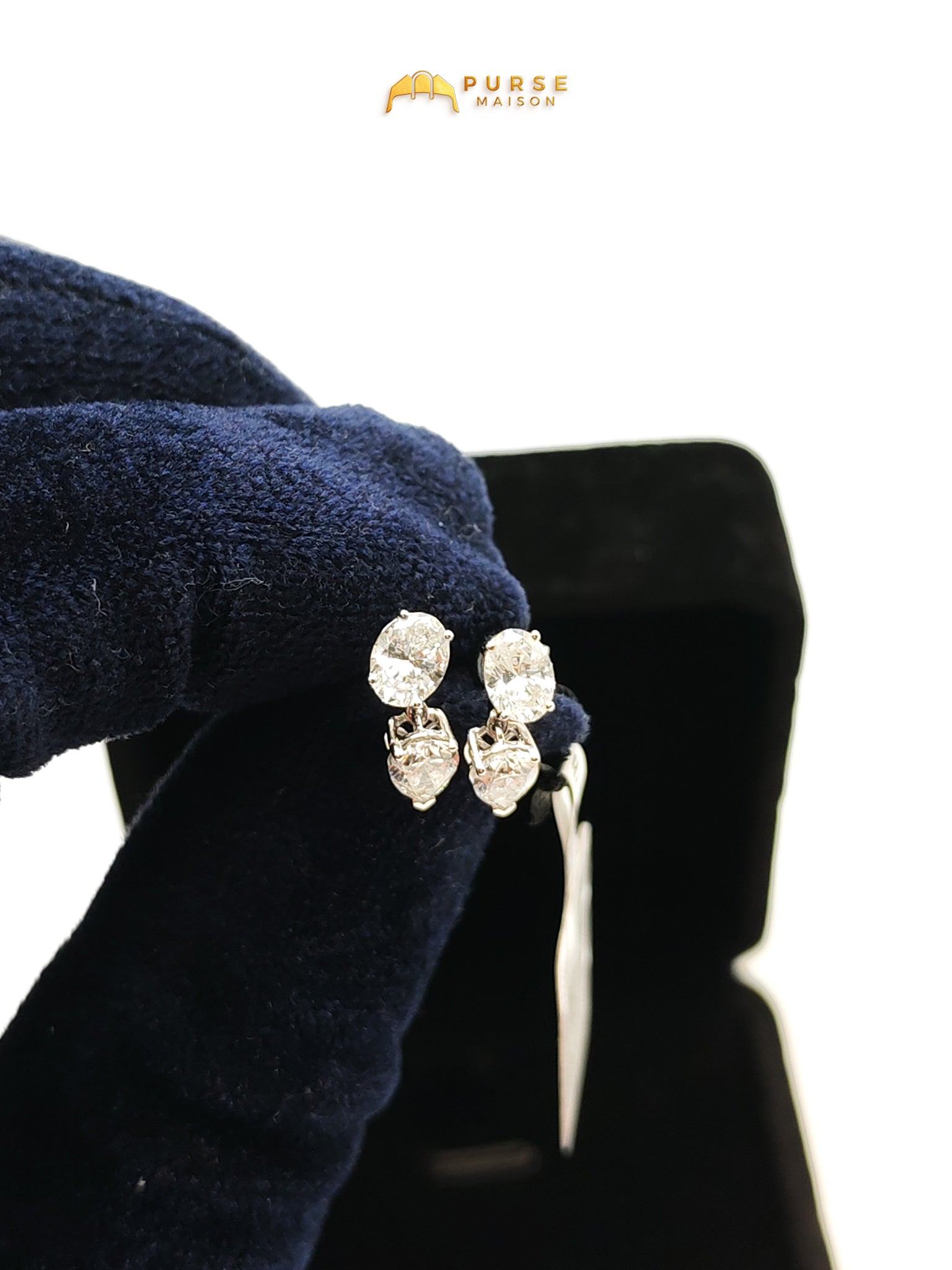 18k | 1.96gms. | 1.96gms | 2.03cts. | VS1 to VVS1 (Clarity) E to H (Color) Natural Diamond White Gold Earrings | Purse Maison Luxury Bags Shop