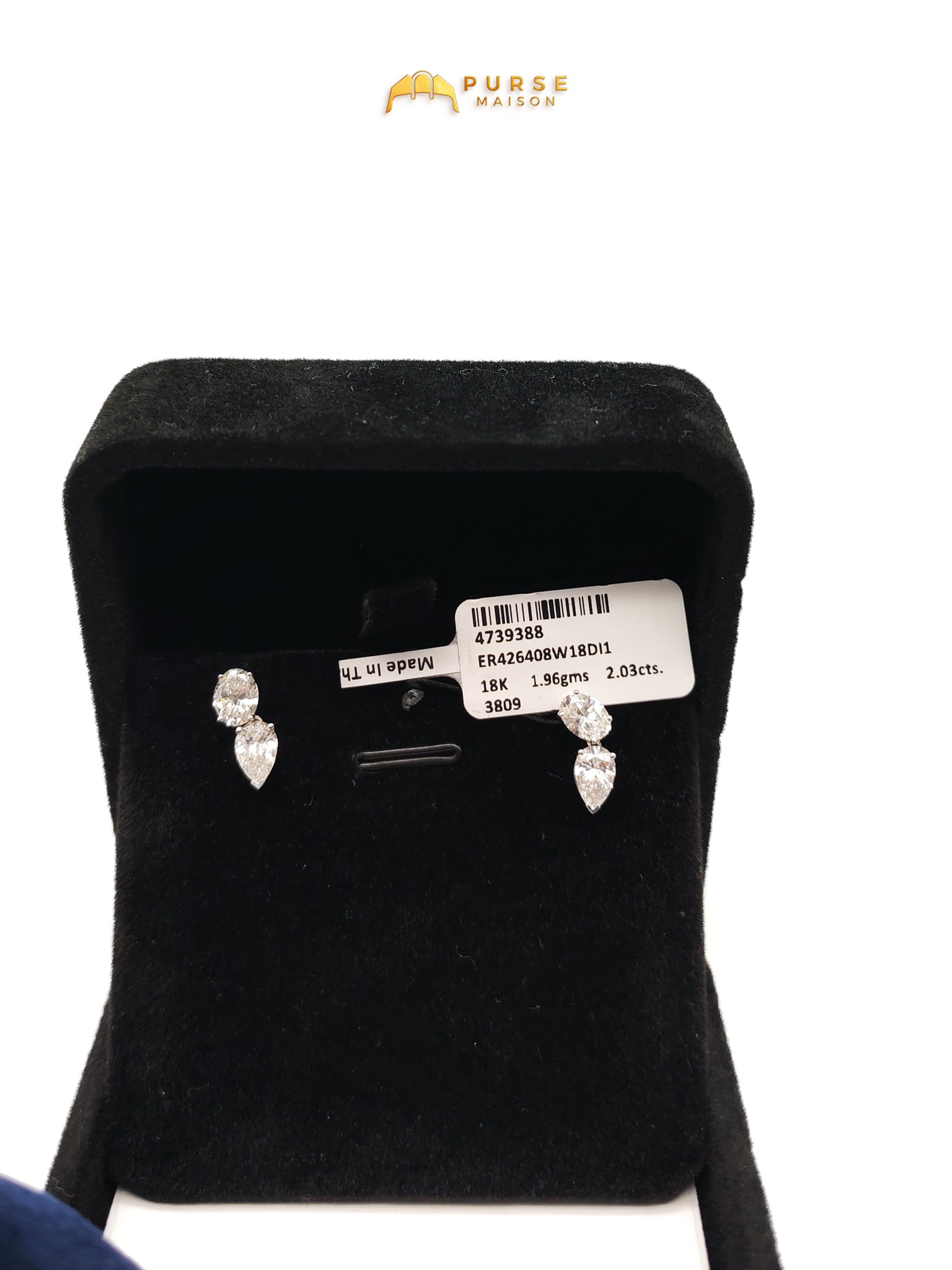18k | 1.96gms. | 1.96gms | 2.03cts. | VS1 to VVS1 (Clarity) E to H (Color) Natural Diamond White Gold Earrings | Purse Maison Luxury Bags Shop