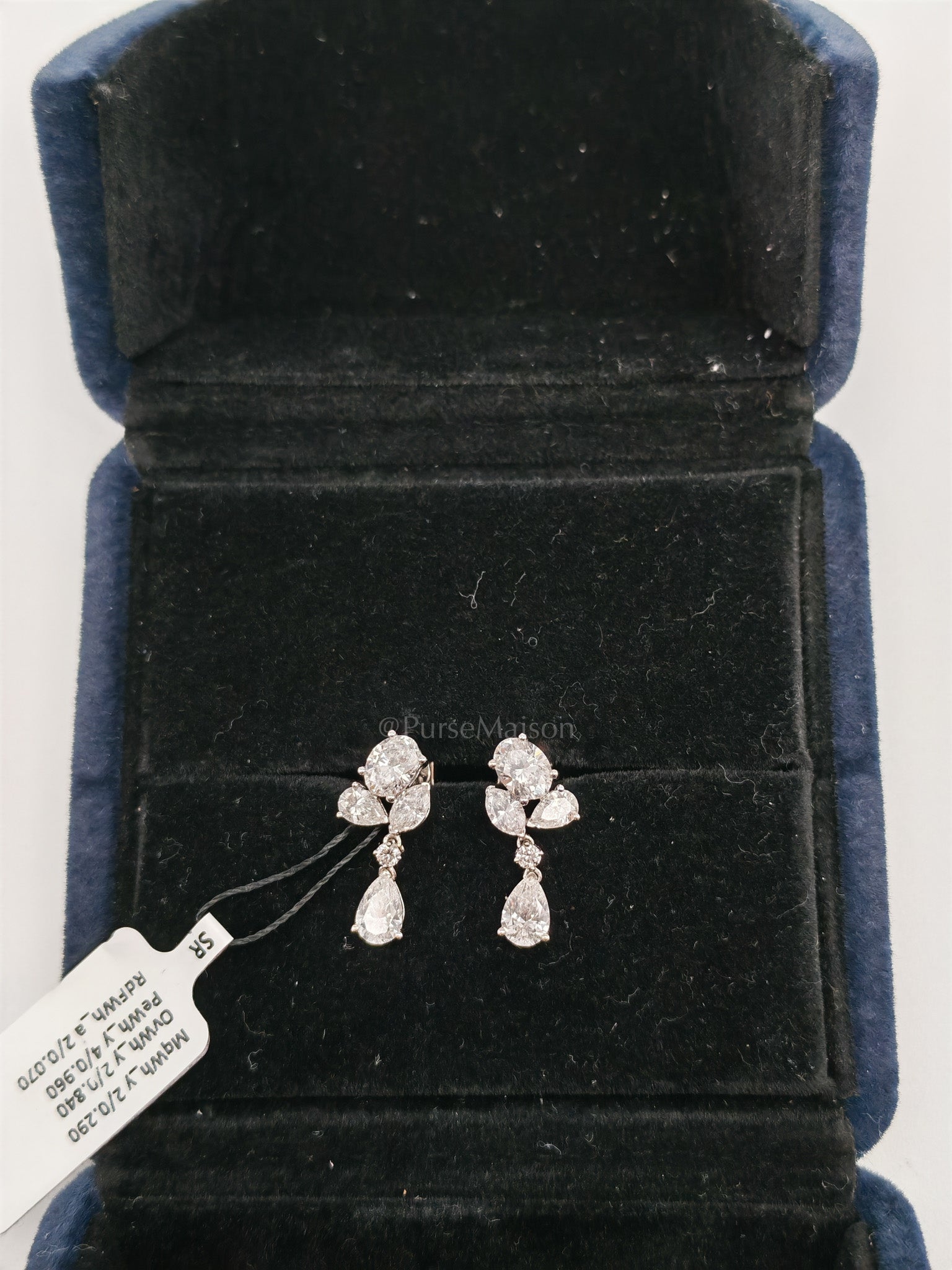 18K 2.33gms 2.16cts VS1 to VVS1 (Clarity) E to H (Color) Natural Diamond White Gold Earrings | Purse Maison Luxury Bags Shop