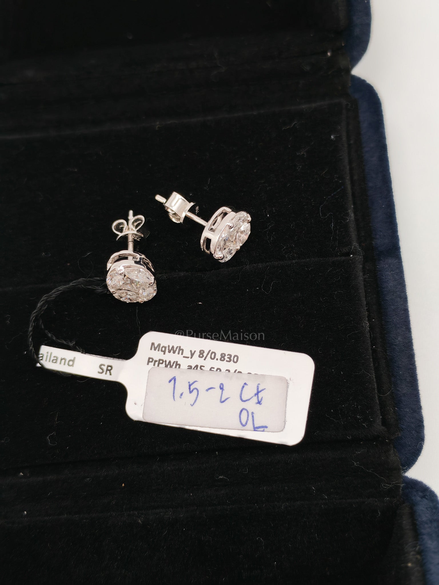 18k 2.46gms 1.22cts VS1 to VVS1 (Clarity) E to H (Color) Natural Diamond White Gold Earrings | Purse Maison Luxury Bags Shop