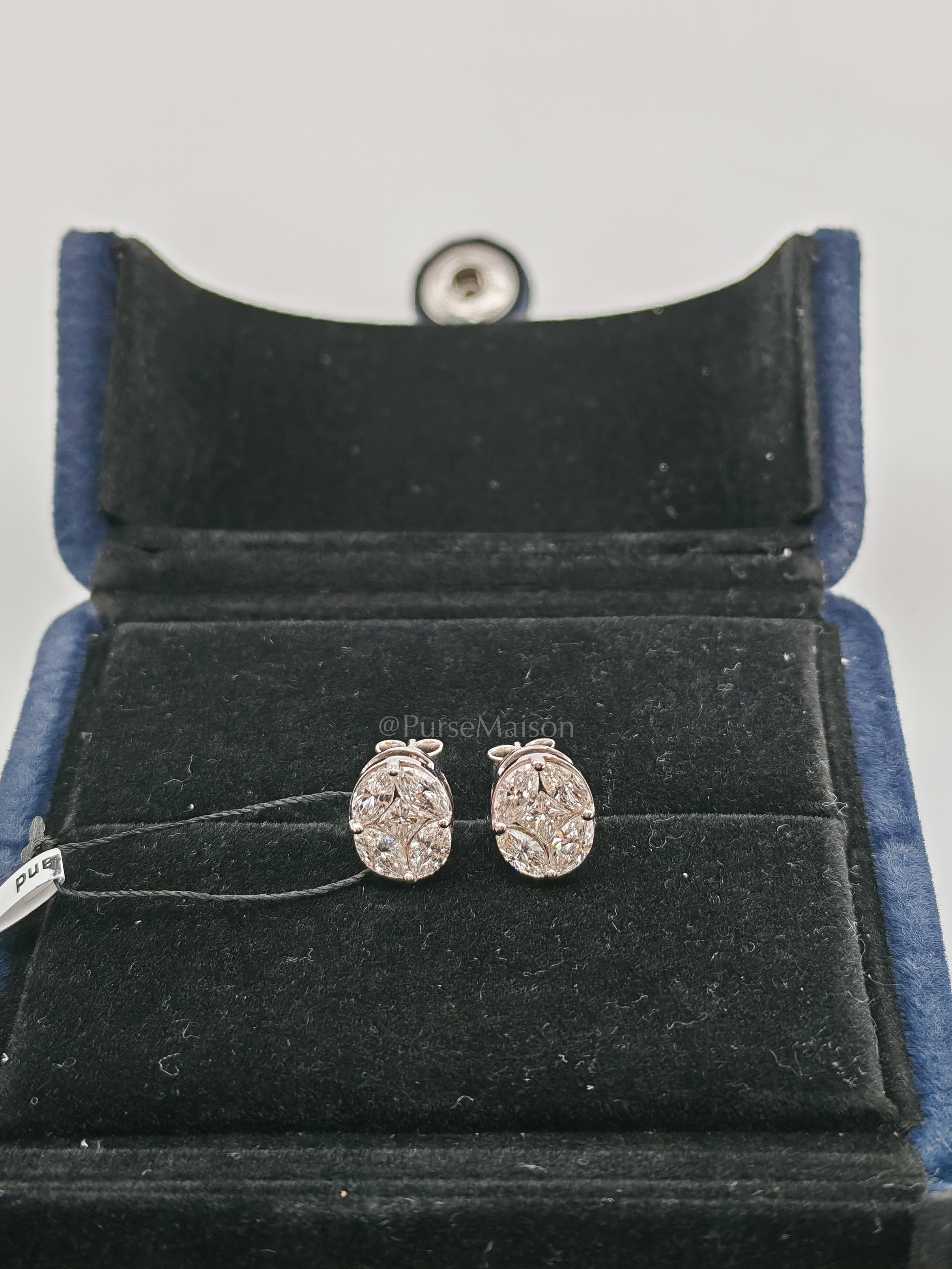 18k 2.57gms 1.456cts VS1 to VVS1 (Clarity) E to H (Color) Natural Diamond White Gold Earrings | Purse Maison Luxury Bags Shop