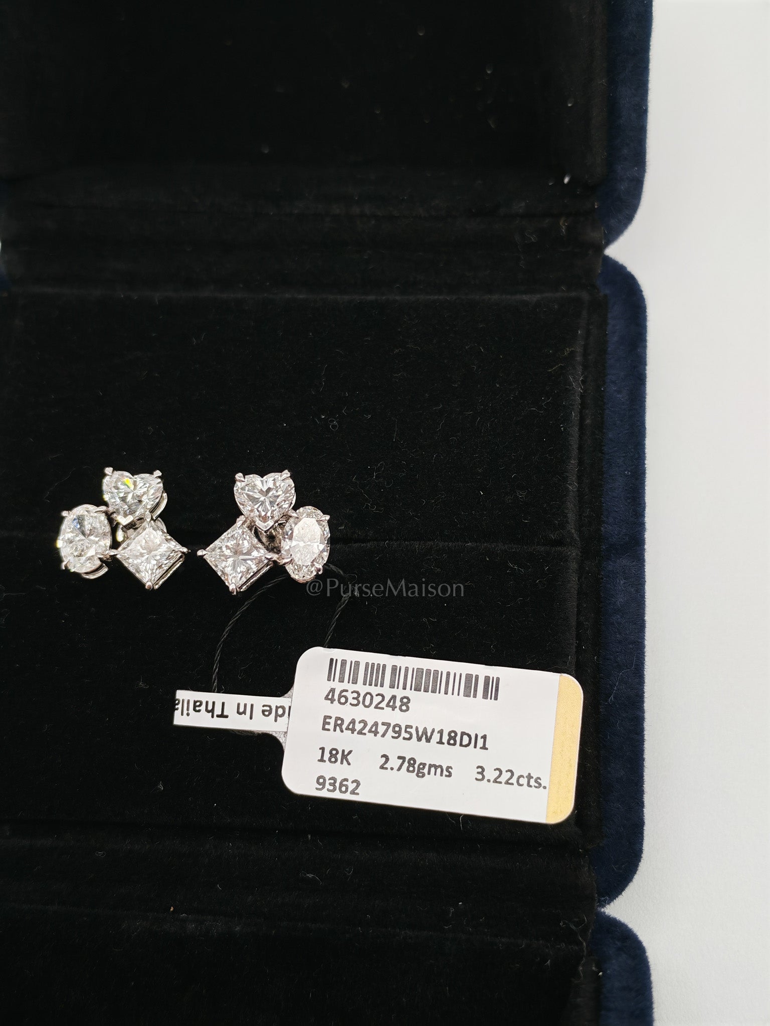 18K 2.78gms 3.22cts VS1 to VVS1 (Clarity) E to H (Color) Natural Diamond White Gold Earrings | Purse Maison Luxury Bags Shop