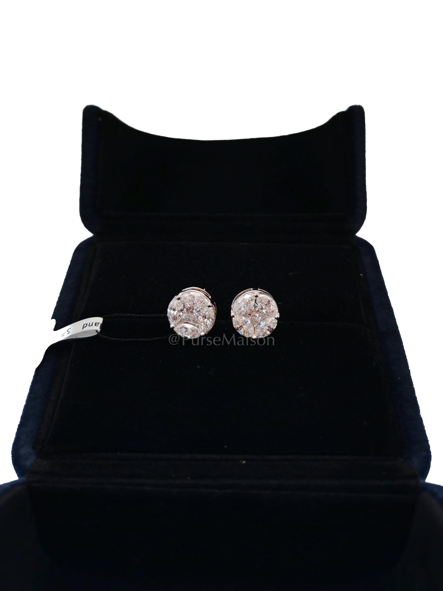 18K 2.9gms. 2.02cts. Round Natural Diamond White Gold Stud Earrings | Purse Maison Luxury Bags Shop