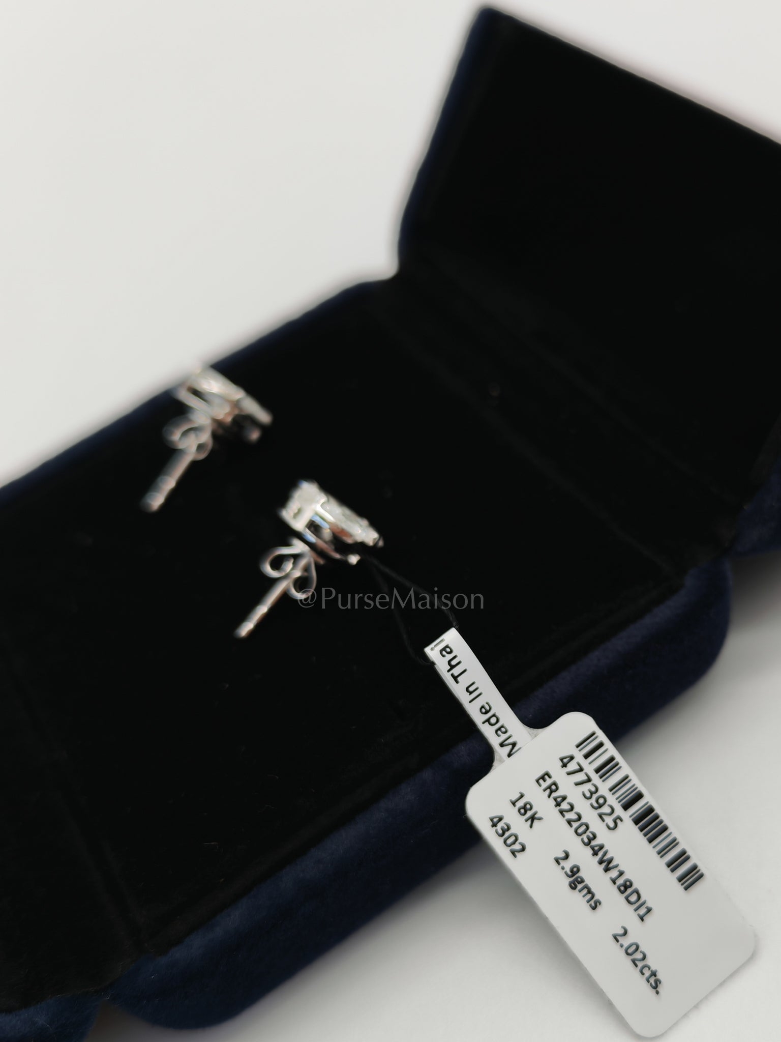 18K 2.9gms. 2.02cts. Round Natural Diamond White Gold Stud Earrings | Purse Maison Luxury Bags Shop