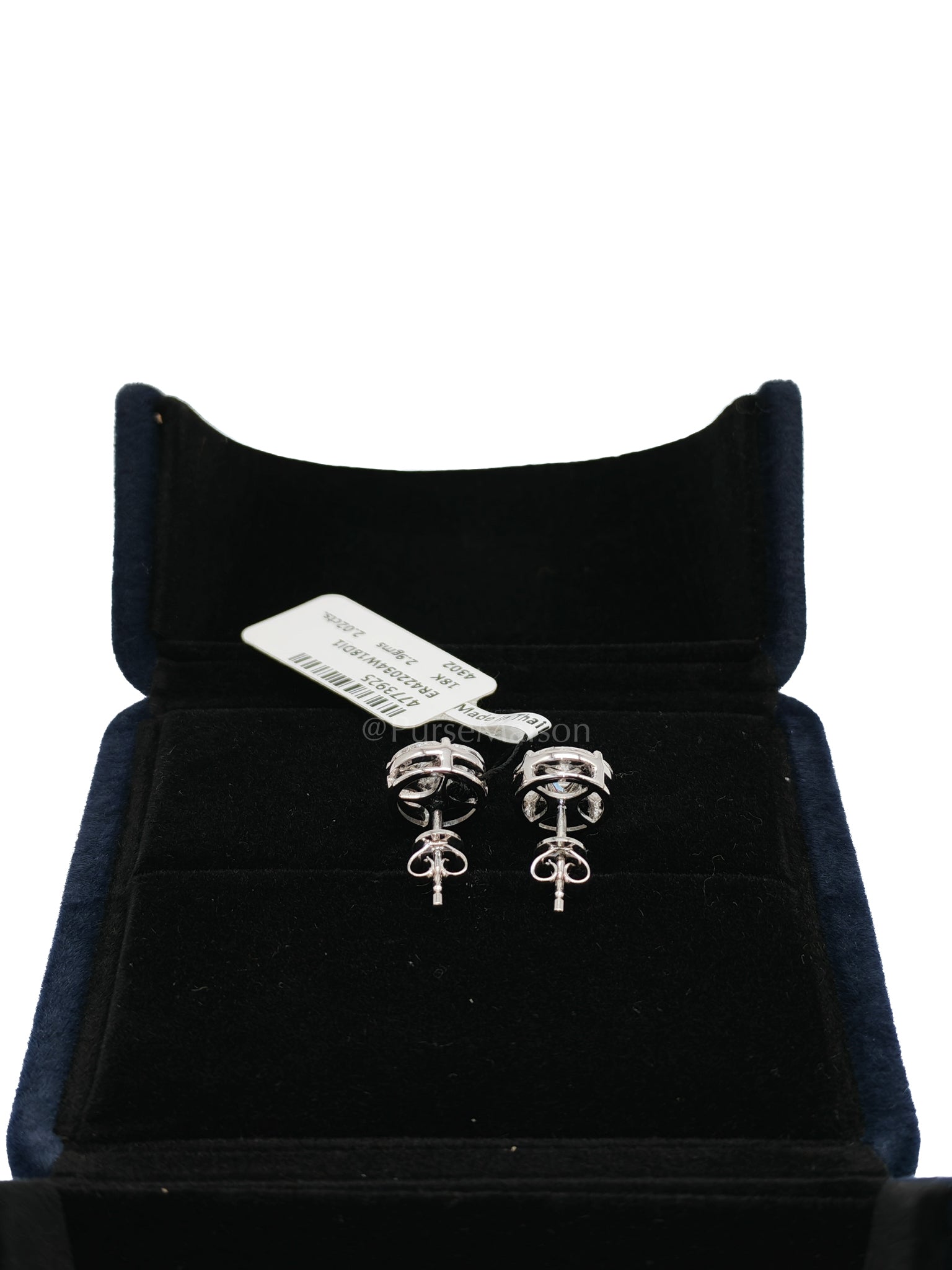 18K 2.9gms. 2.02cts. Round Natural Diamond White Gold Stud Earrings | Purse Maison Luxury Bags Shop