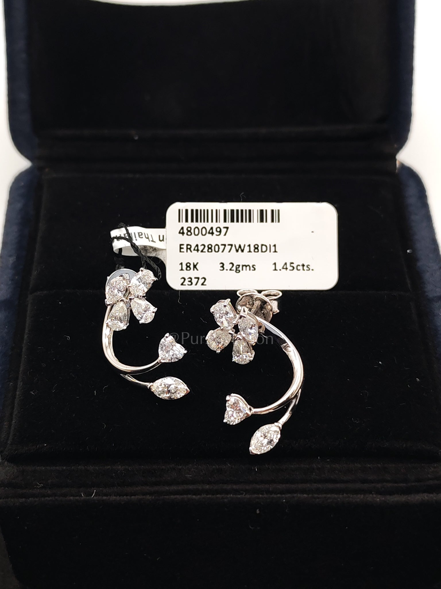 18k 3.2gms. 1.45cts. Natural Diamons White Gold Earrings | Purse Maison Luxury Bags Shop