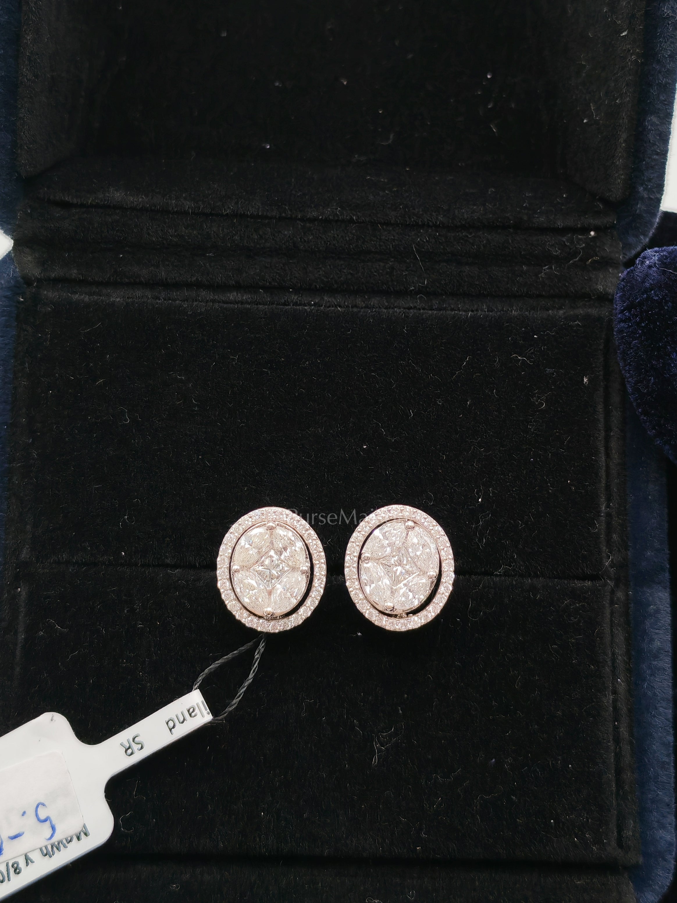 18k 3.39gms 1.52cts VS1 to VVS1 (Clarity) E to H (Color) Natural Diamond White Gold Earrings | Purse Maison Luxury Bags Shop