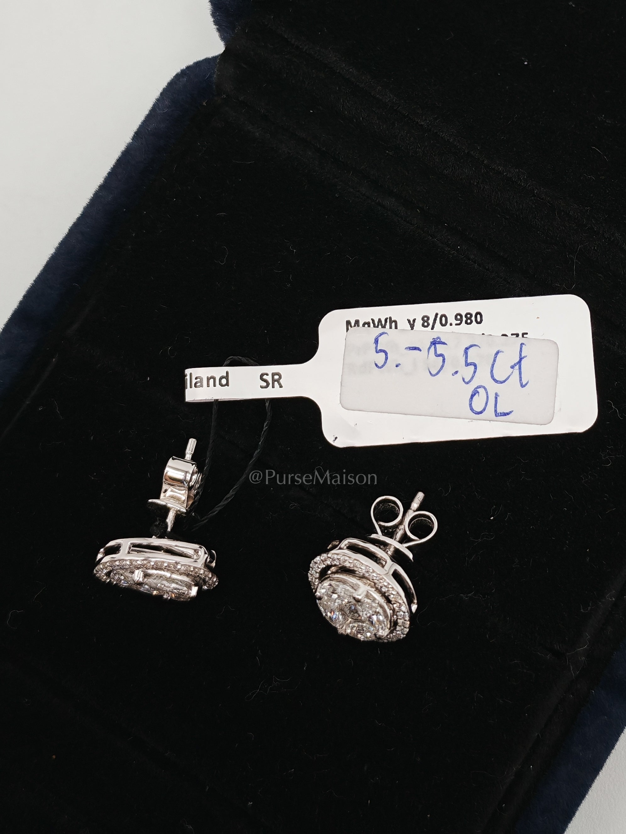 18k 3.39gms 1.52cts VS1 to VVS1 (Clarity) E to H (Color) Natural Diamond White Gold Earrings | Purse Maison Luxury Bags Shop