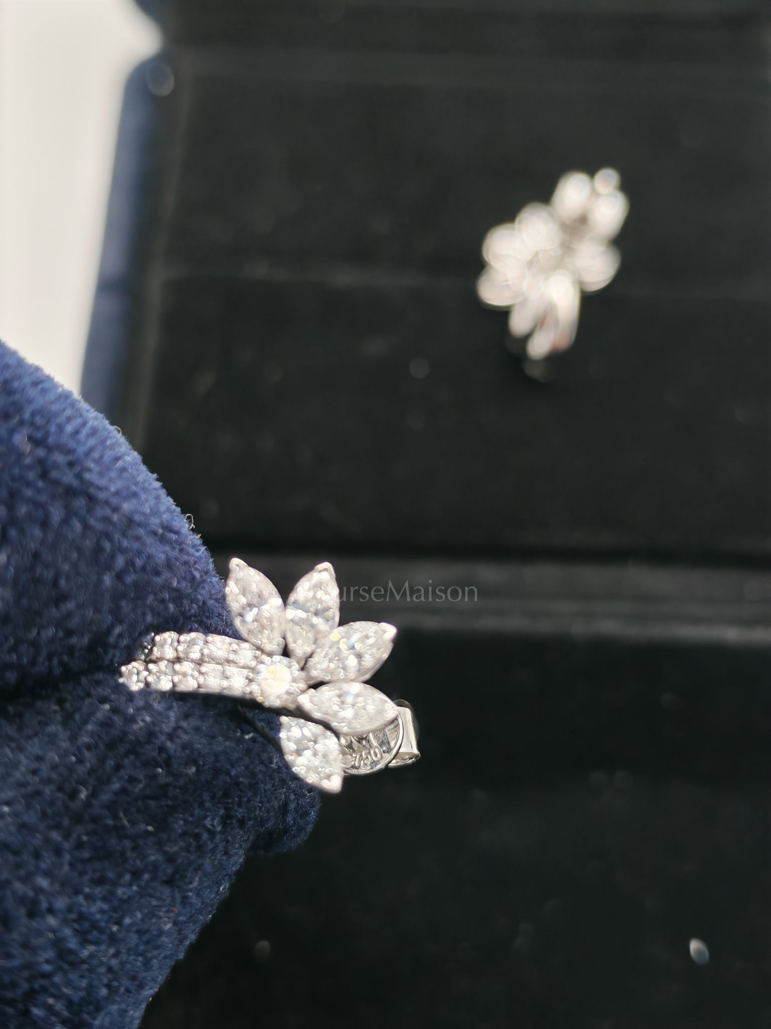 18k 3.42gms. 1.37cts Natural Diamond White Gold Earrings | Purse Maison Luxury Bags Shop