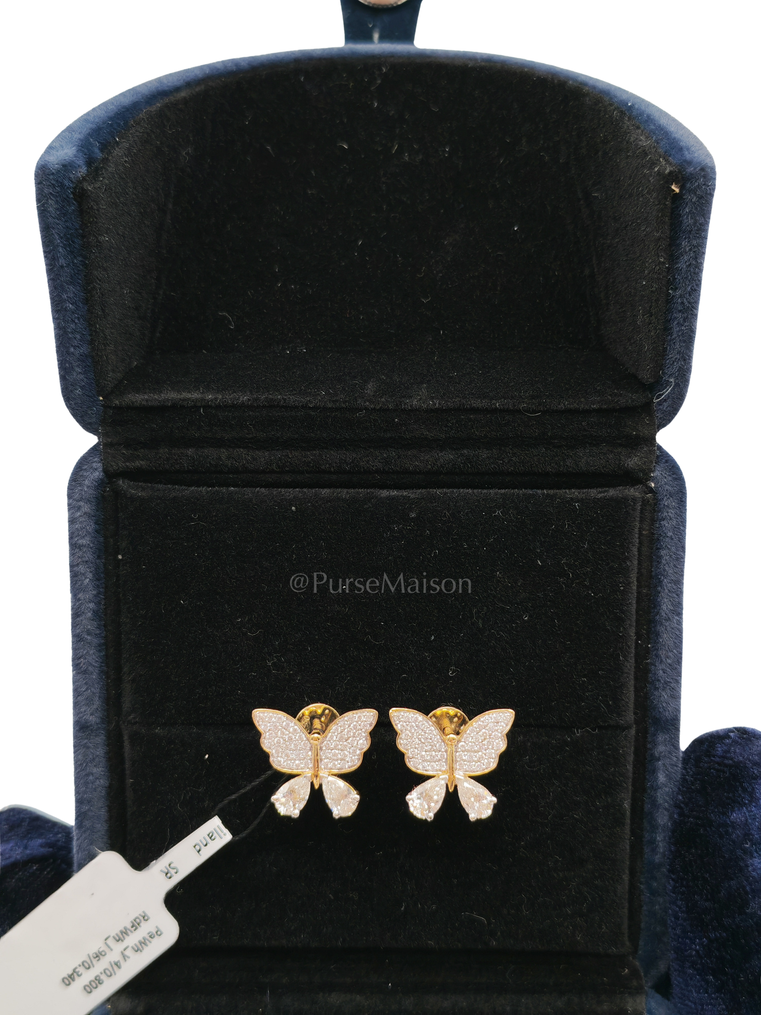 18K 3.62gms. 1.14cts. Butterfly Natural Diamond White Gold Earrings | Purse Maison Luxury Bags Shop