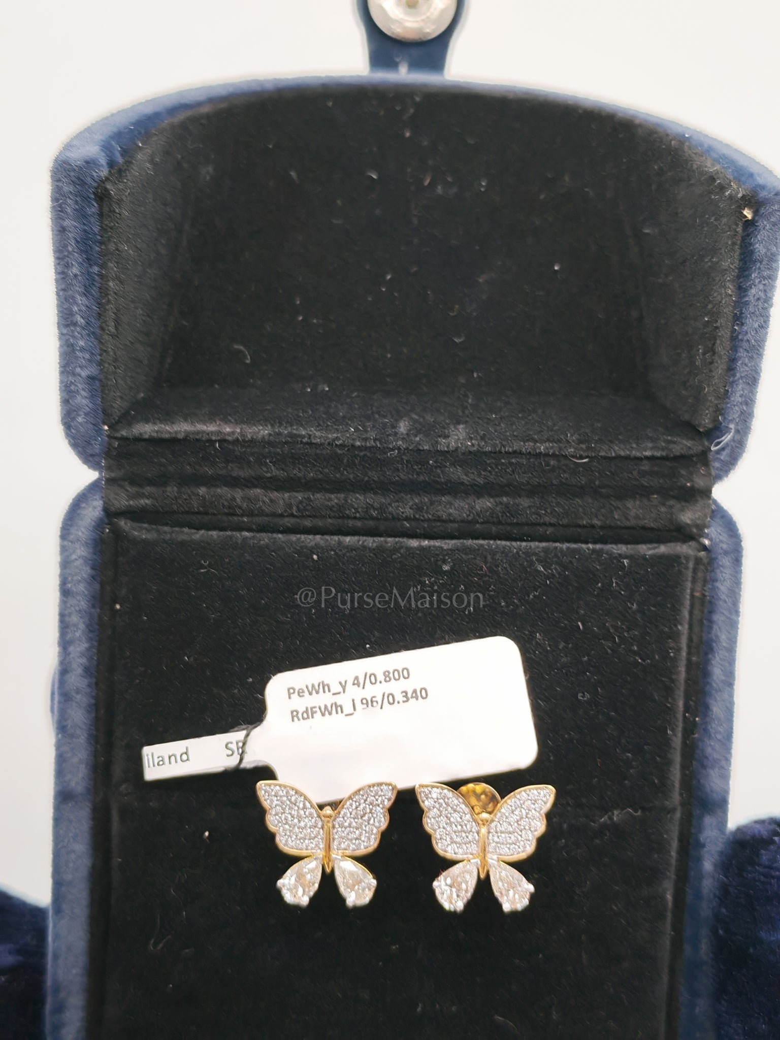 18K 3.62gms. 1.14cts. Butterfly Natural Diamond White Gold Earrings | Purse Maison Luxury Bags Shop