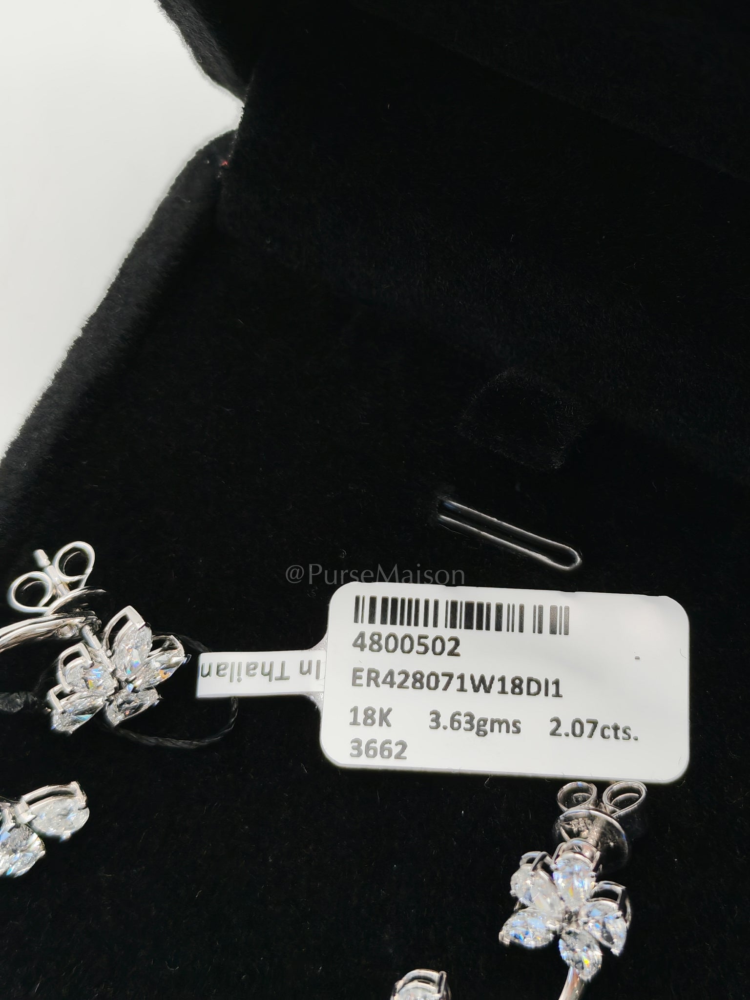 18k 3.63gms. 2.07cts VS1 to VVS1 (Clarity) E to H (Color) Natural Diamond White Gold Earrings | Purse Maison Luxury Bags Shop