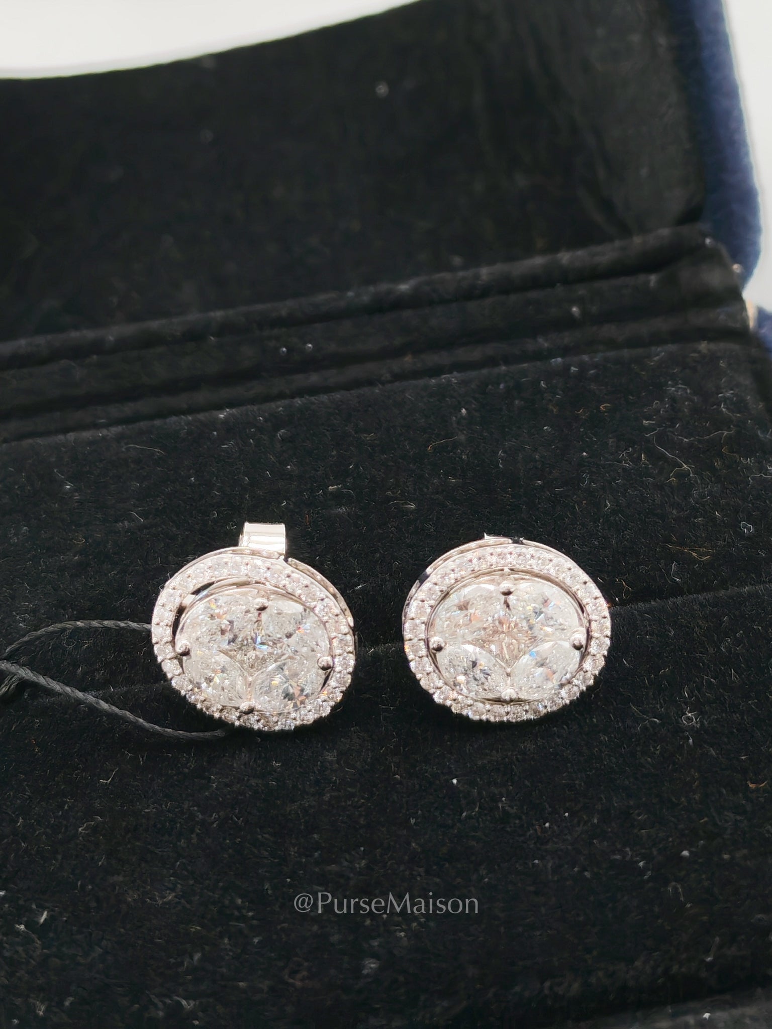18k 3.78gms 1.72cts VS1 to VVS1 (Clarity) E to H (Color) Natural Diamond White Gold Earrings | Purse Maison Luxury Bags Shop