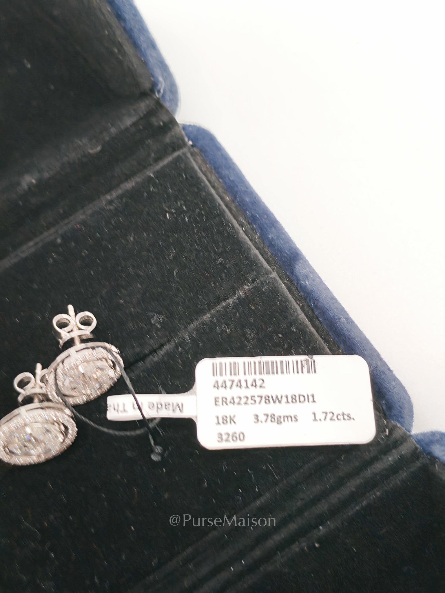 18k 3.78gms 1.72cts VS1 to VVS1 (Clarity) E to H (Color) Natural Diamond White Gold Earrings | Purse Maison Luxury Bags Shop