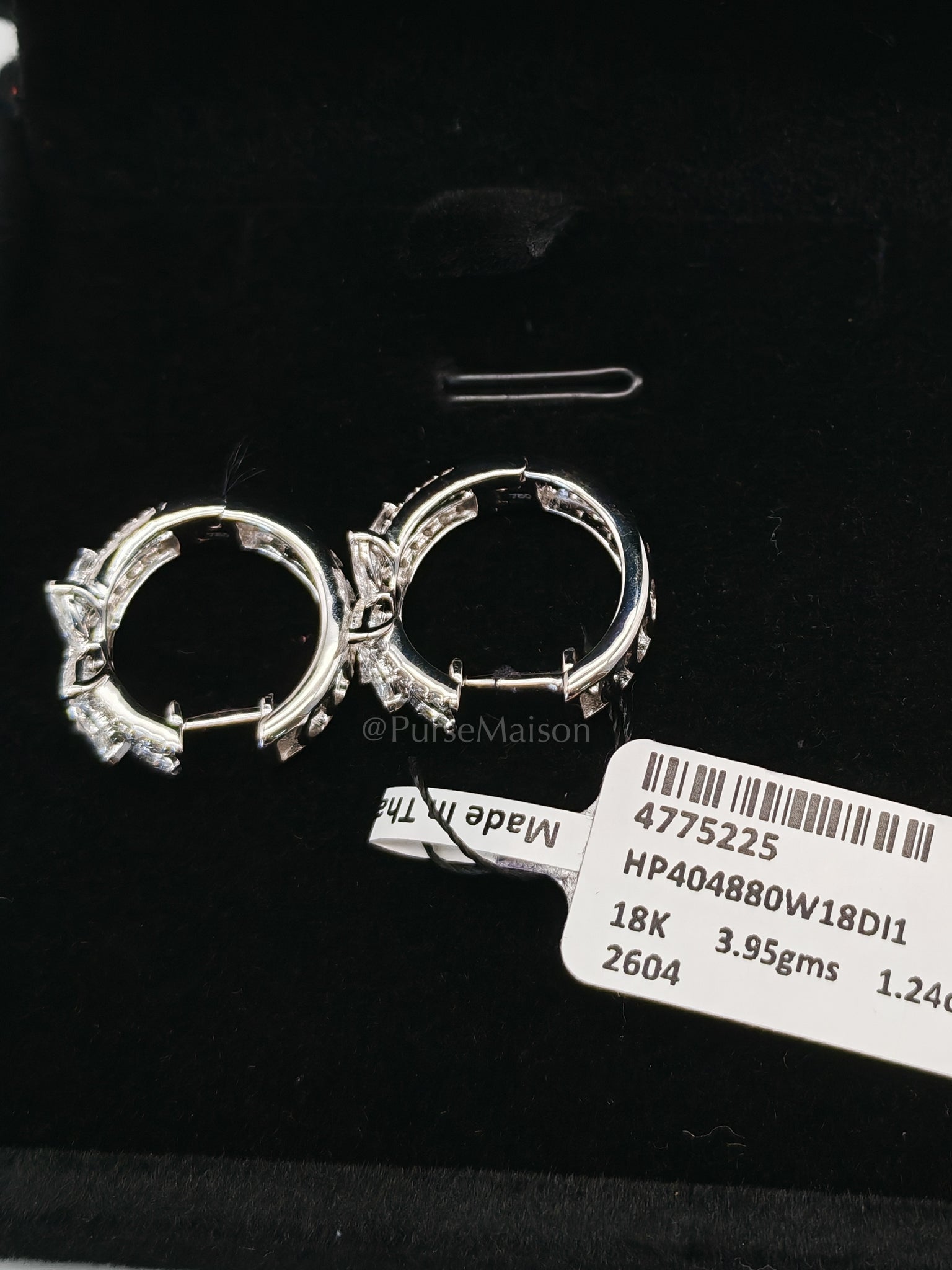 18k 3.95gms. 1.24cts. VS1 to VVS1 (Clarity) E to H (Color) Natural Diamond White Gold Earrings | Purse Maison Luxury Bags Shop